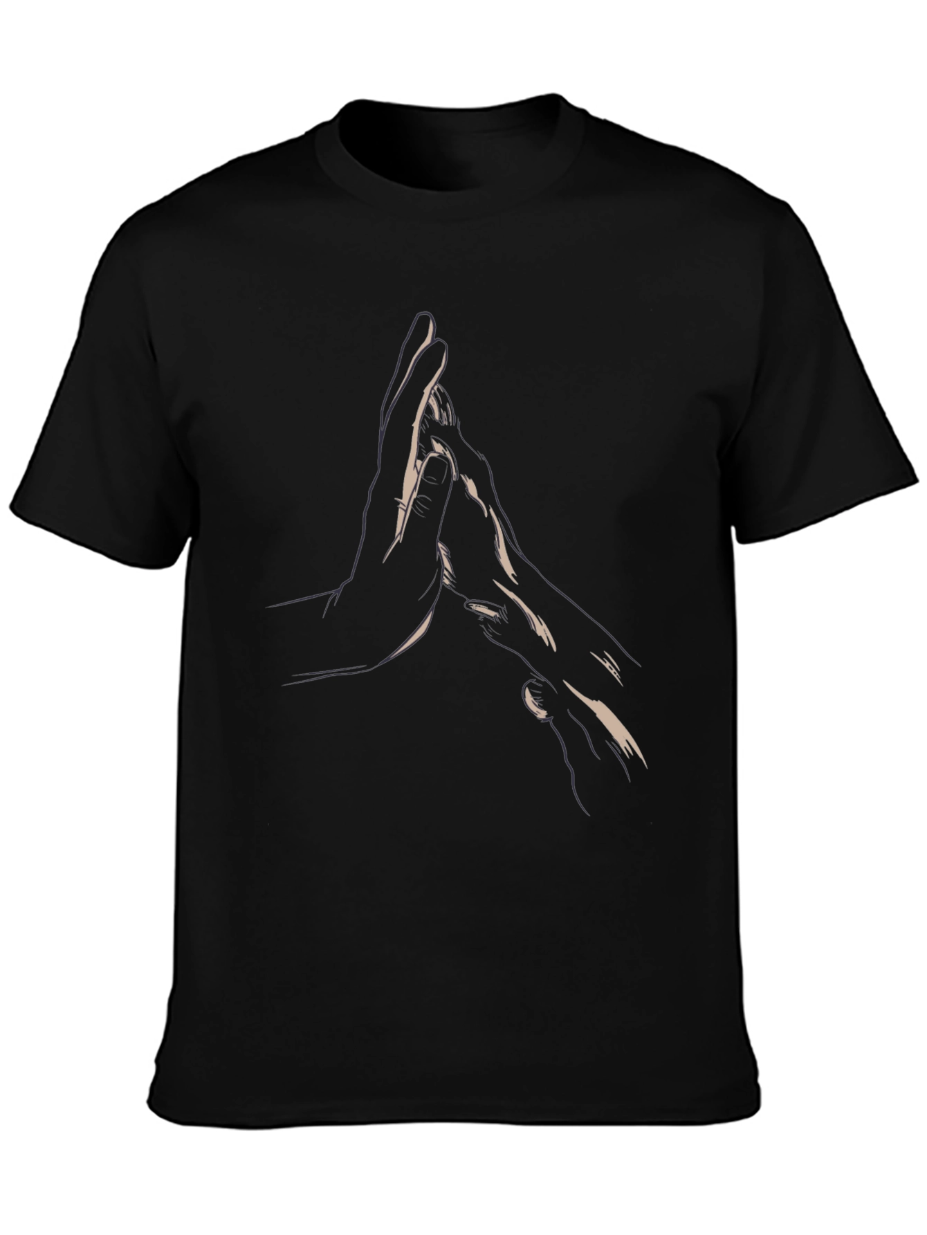 Minimalist Hands Graphic Black Tee