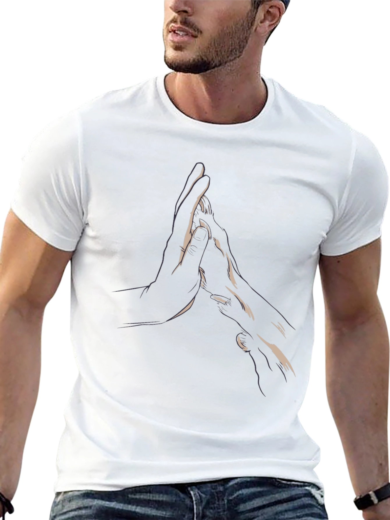 Minimalist Hands Graphic Black Tee