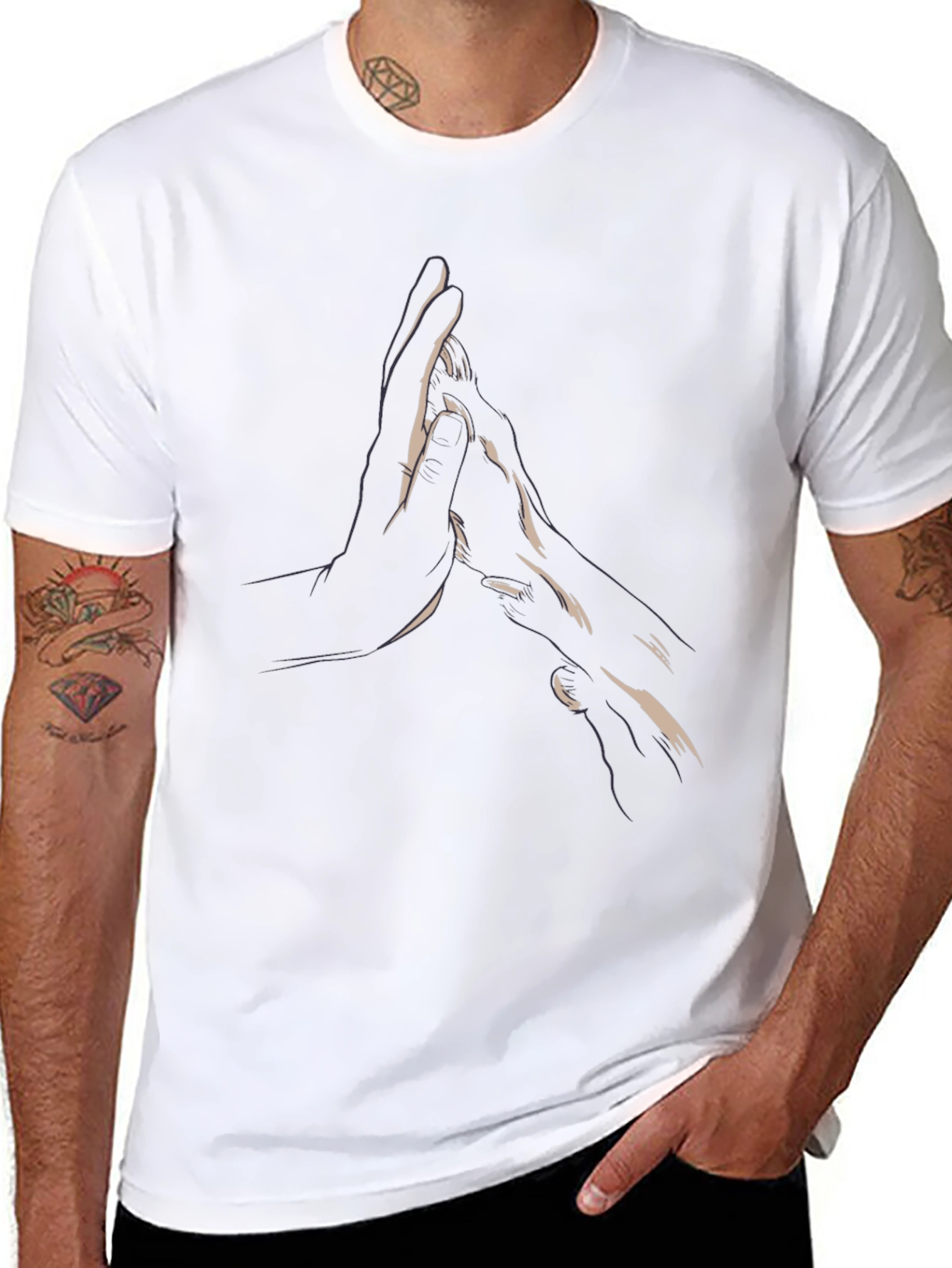 Minimalist Hands Graphic Black Tee