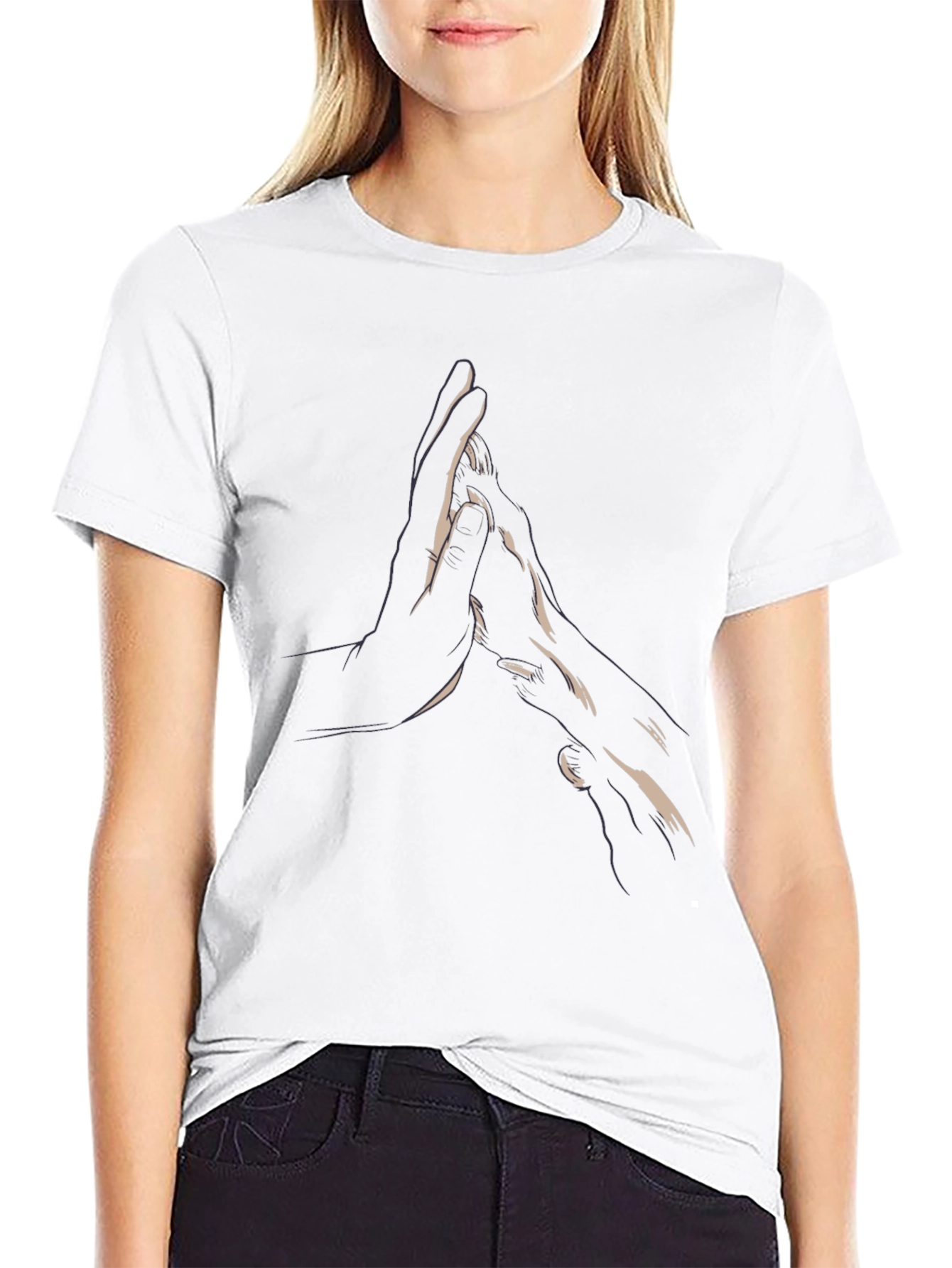 Minimalist Hands Graphic Black Tee