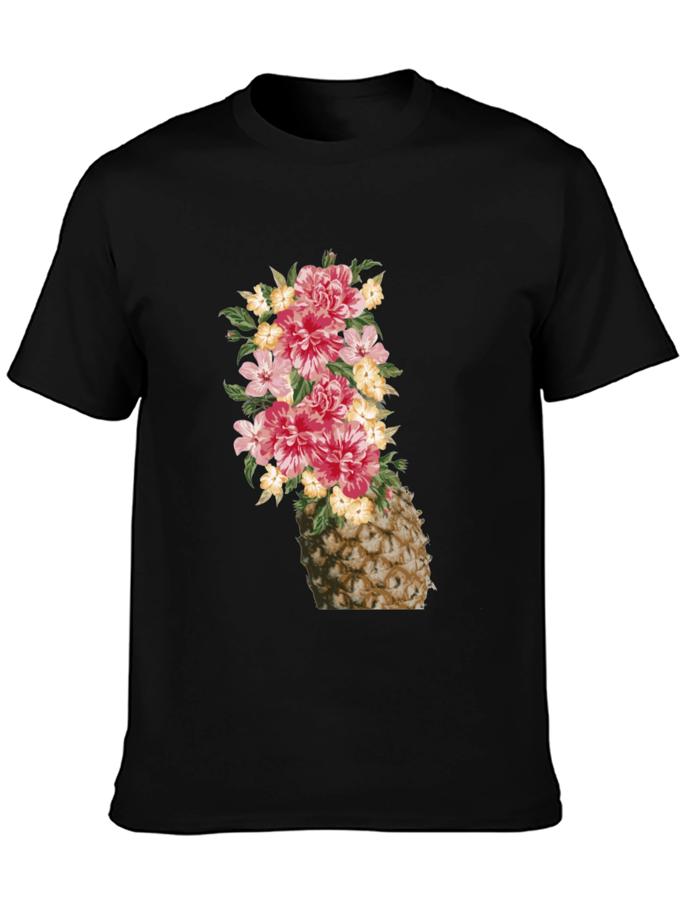 Floral Pineapple Graphic Tee - Trendy Summer Style