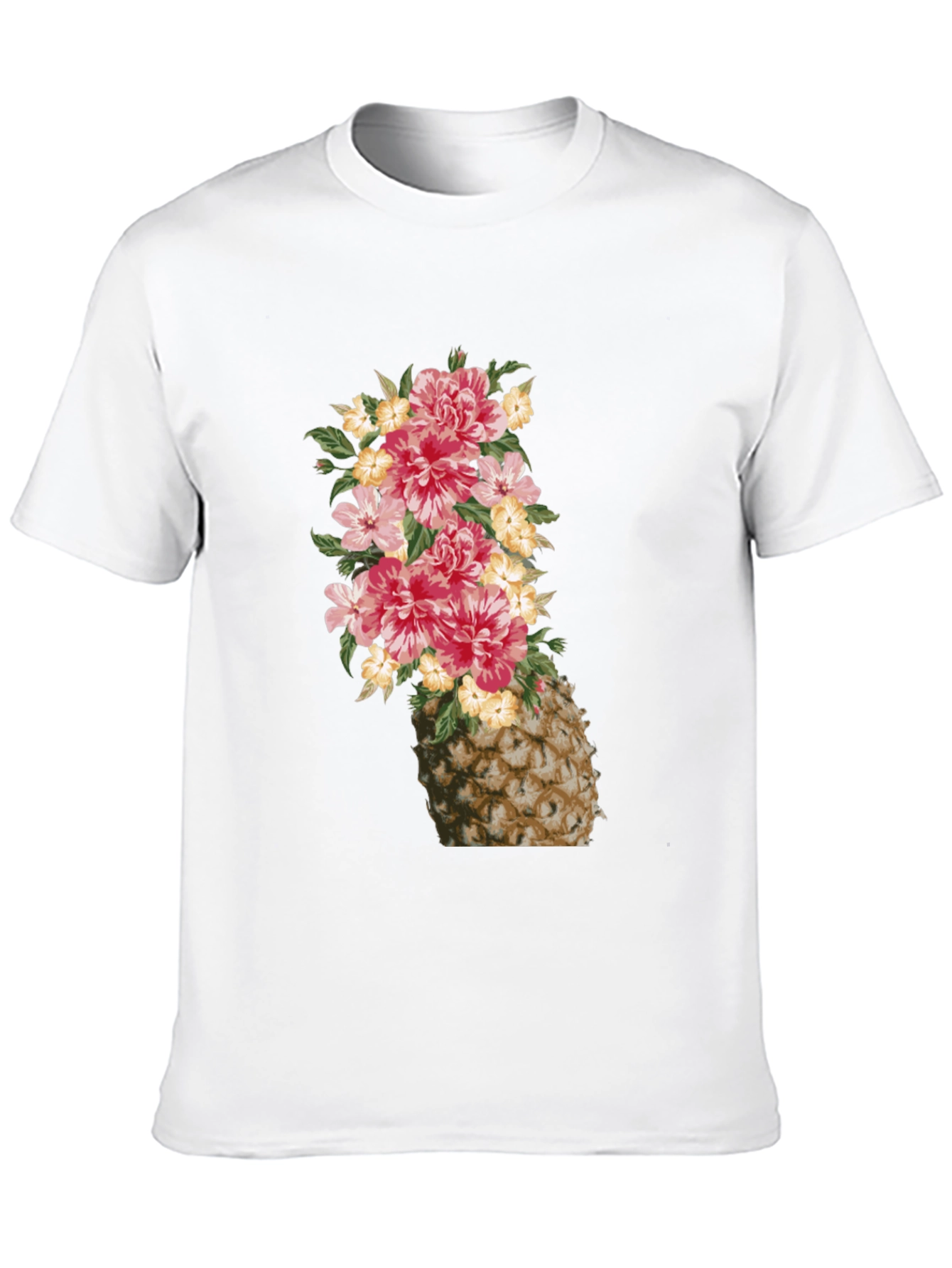 Floral Pineapple Graphic Tee - Trendy Summer Style