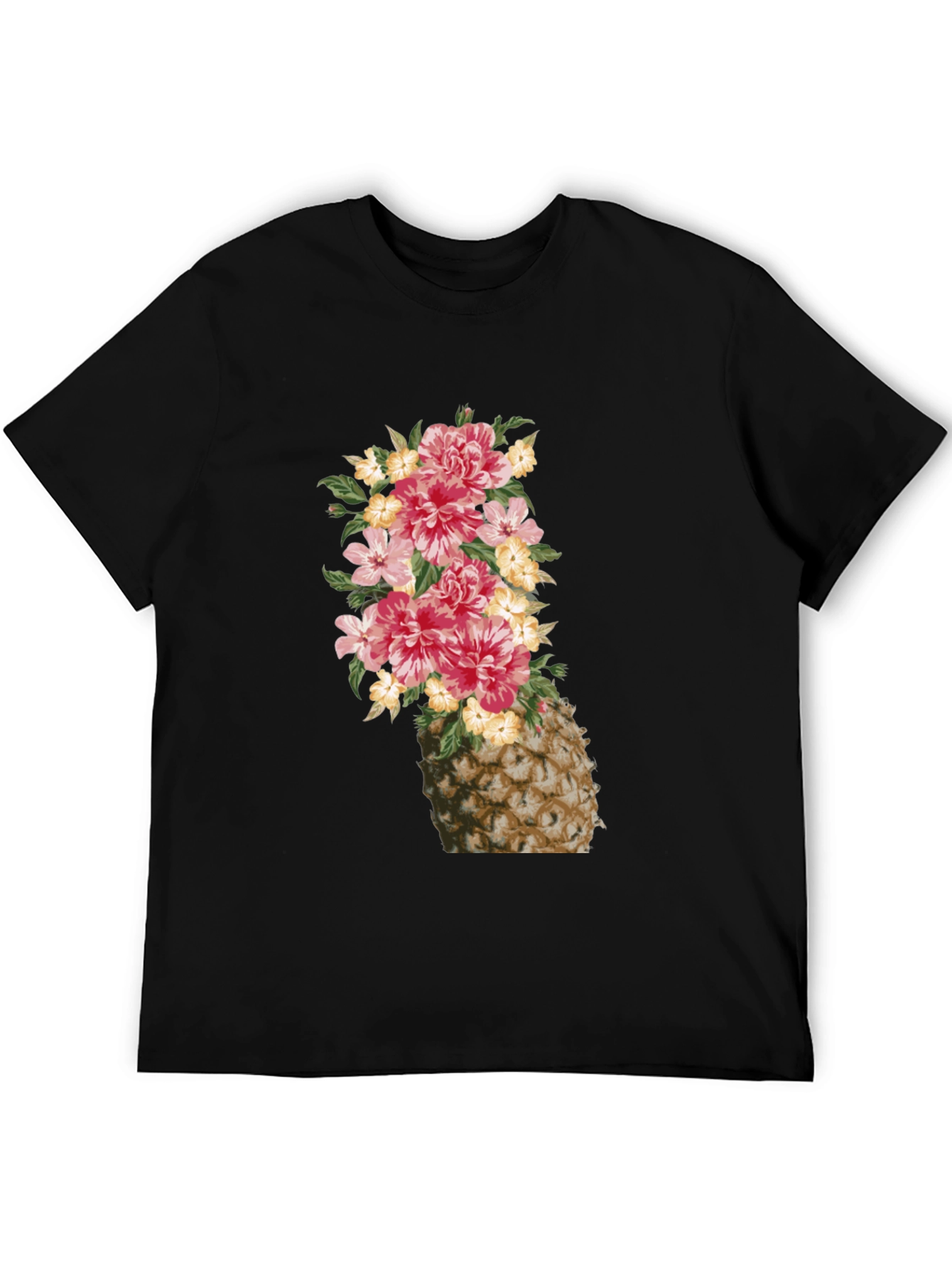 Floral Pineapple Graphic Tee - Trendy Summer Style