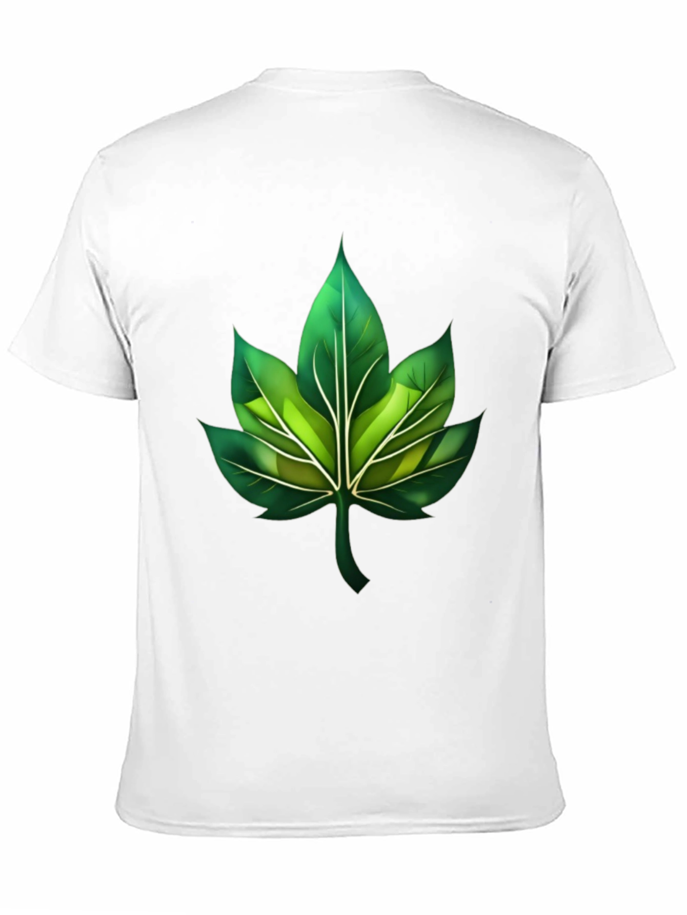 Green Leaf Graphic Black T-Shirt