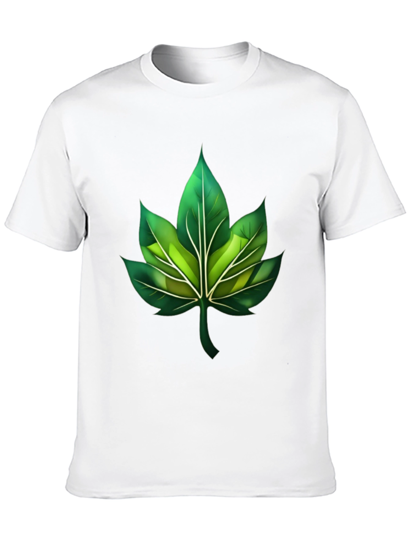 Green Leaf Graphic Black T-Shirt