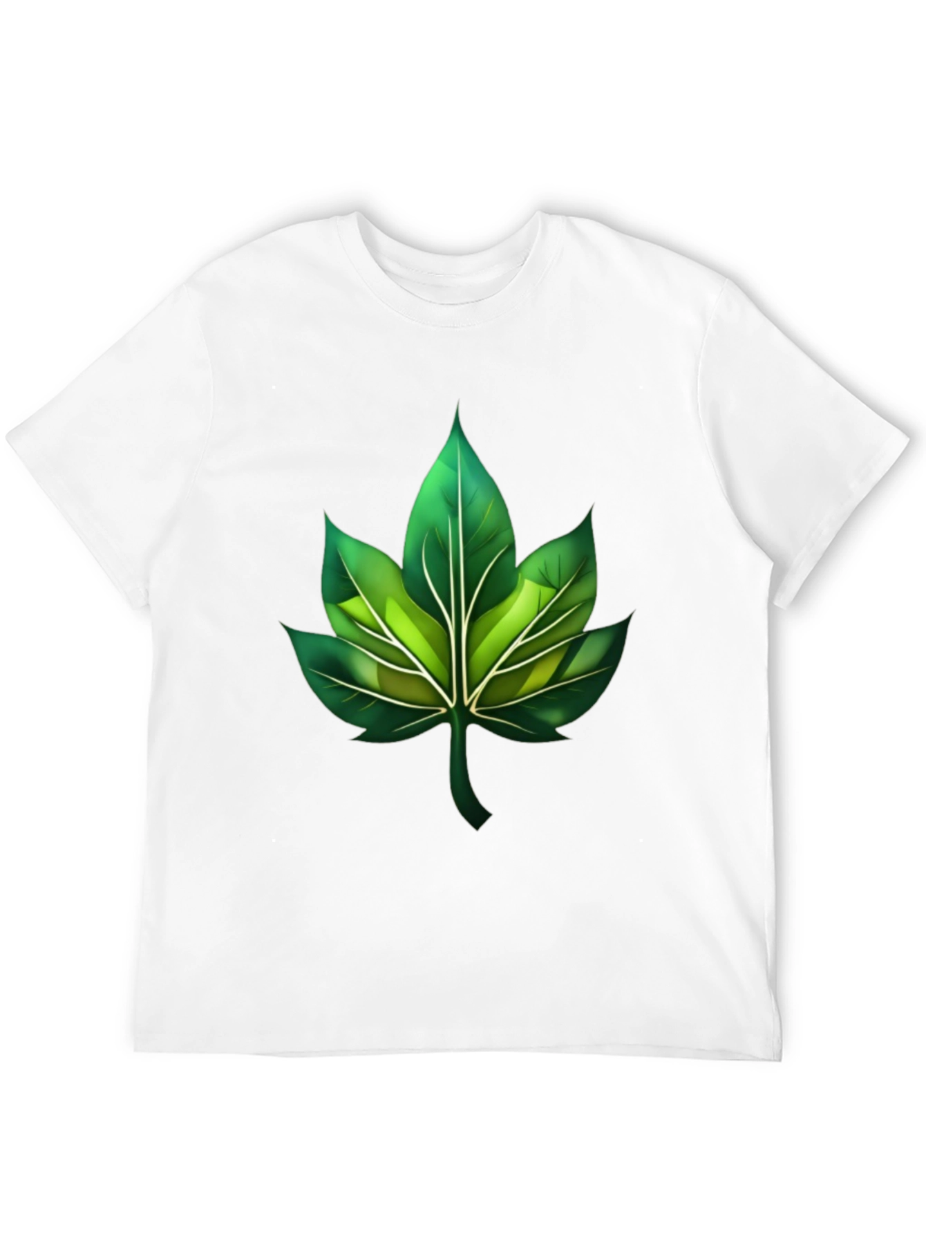 Green Leaf Graphic Black T-Shirt