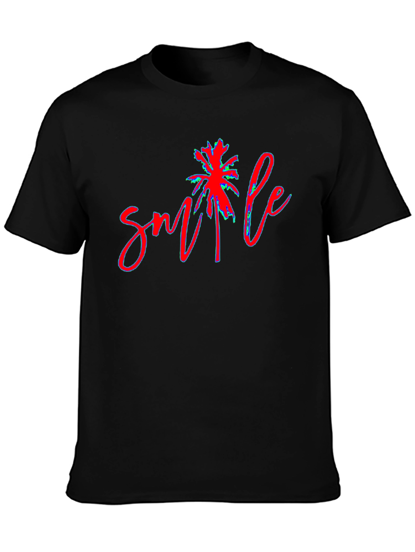 Smile Palm Tree Graphic Tee - Casual Comfort