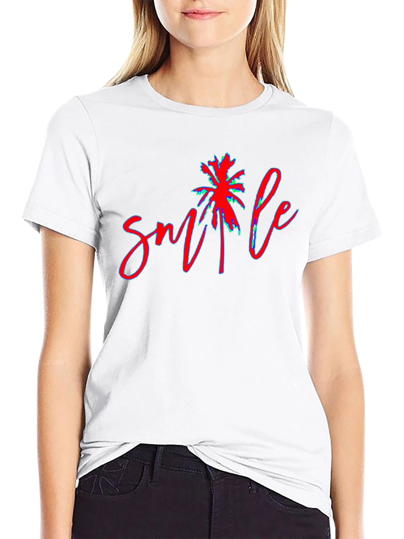 Smile Palm Tree Graphic Tee - Casual Comfort