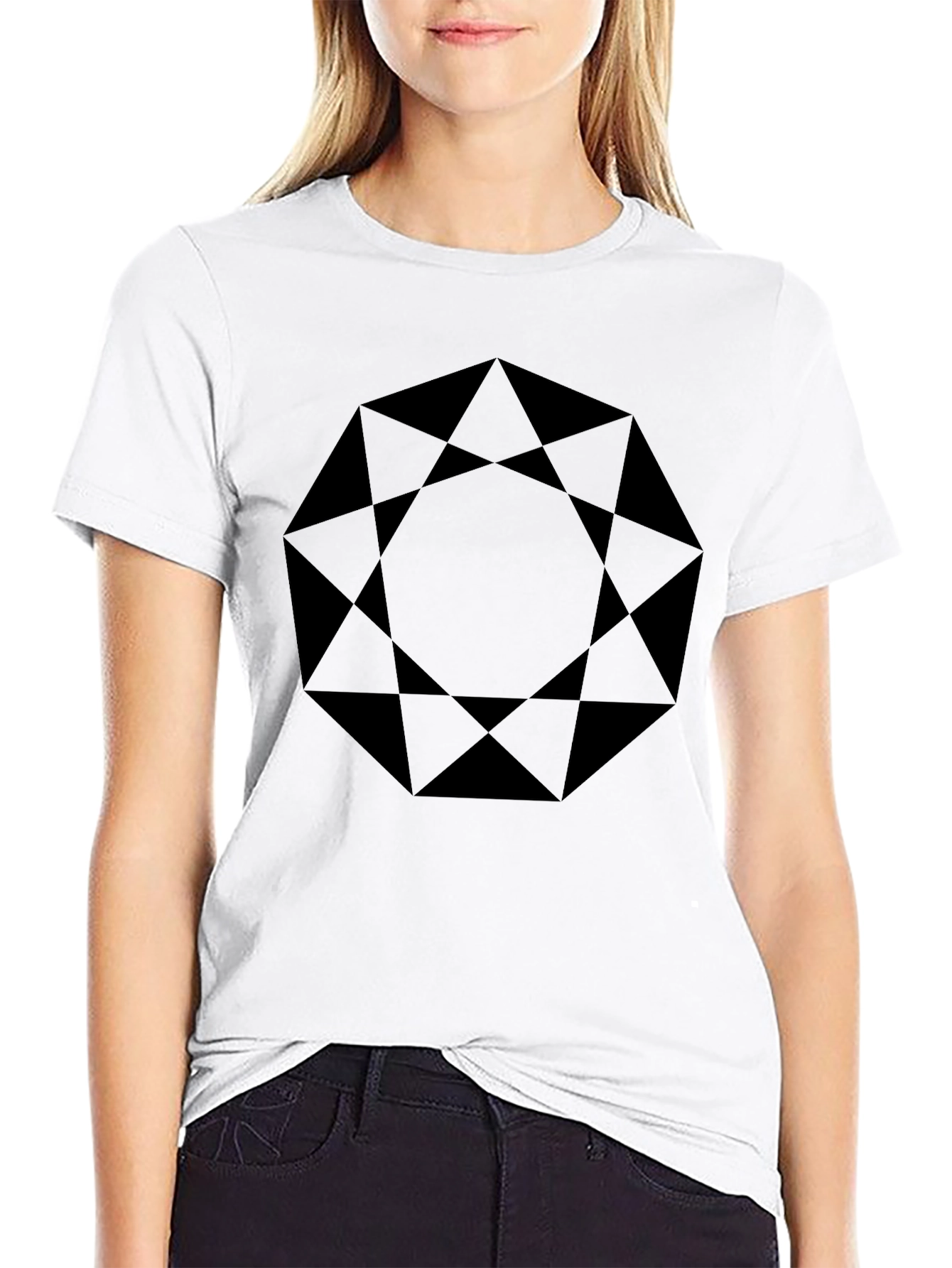 Geometric Black Graphic Tee - Modern Style