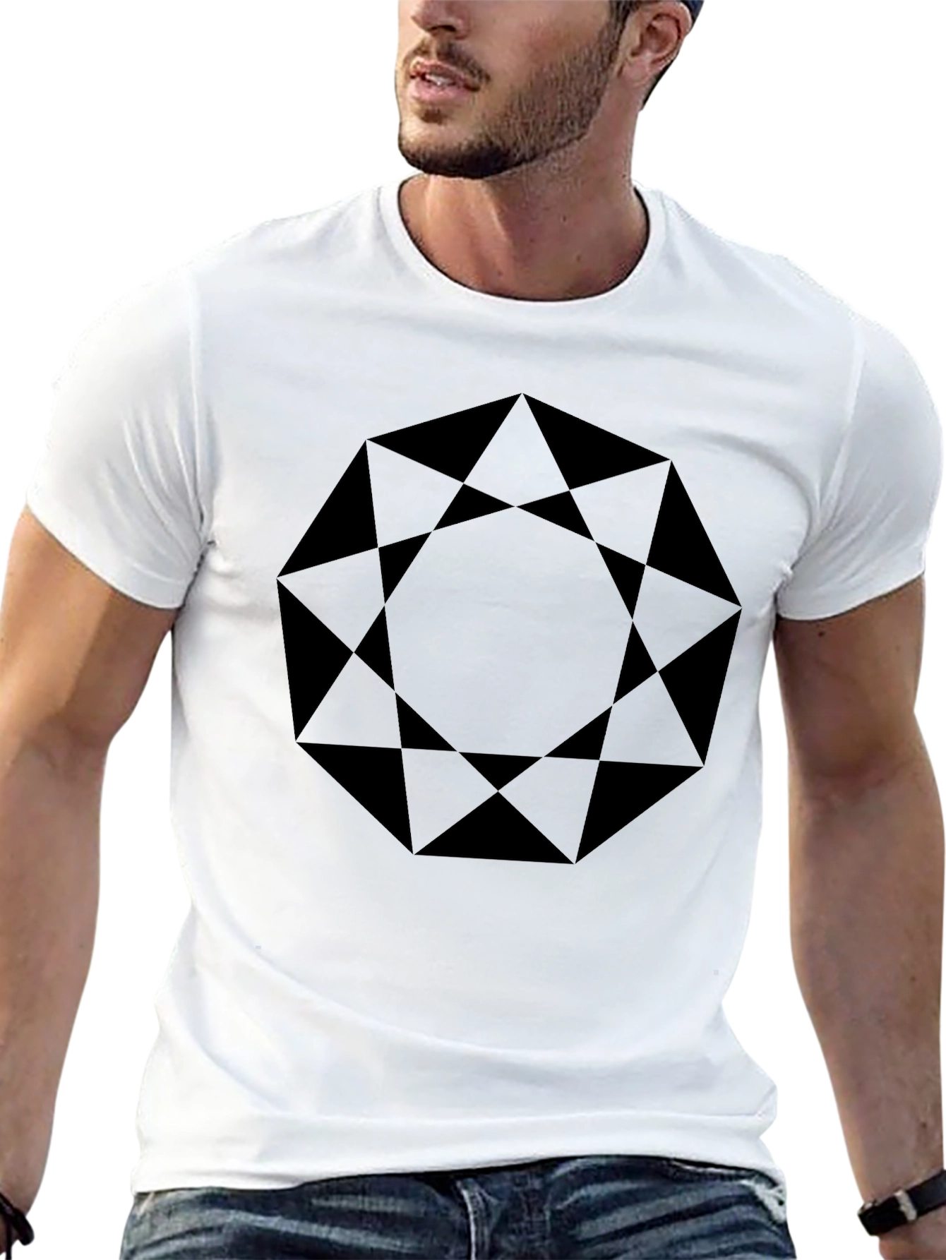 Geometric Black Graphic Tee - Modern Style