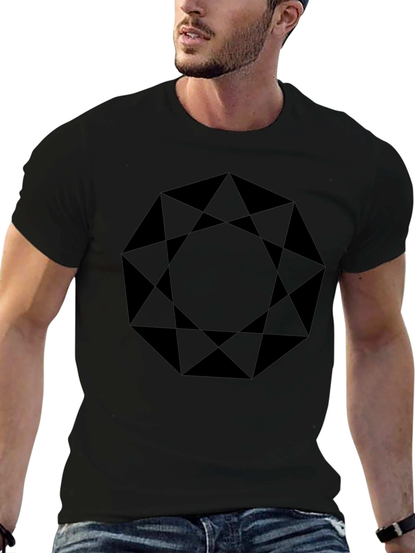 Geometric Black Graphic Tee - Modern Style