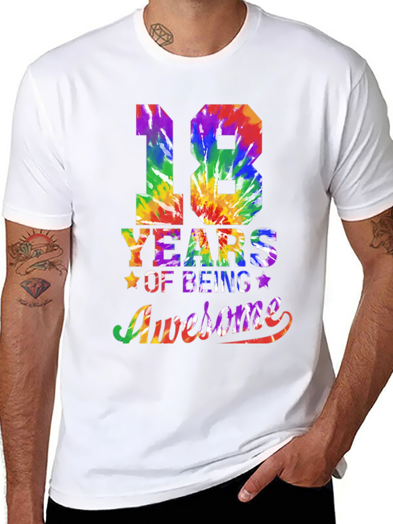 18 Years Awesome Tie Dye Graphic T-Shirt