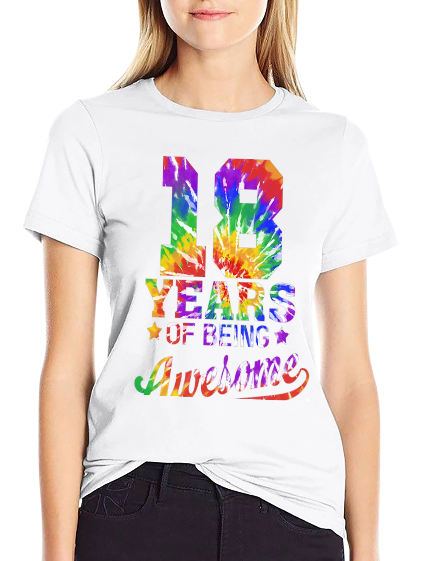 18 Years Awesome Tie Dye Graphic T-Shirt