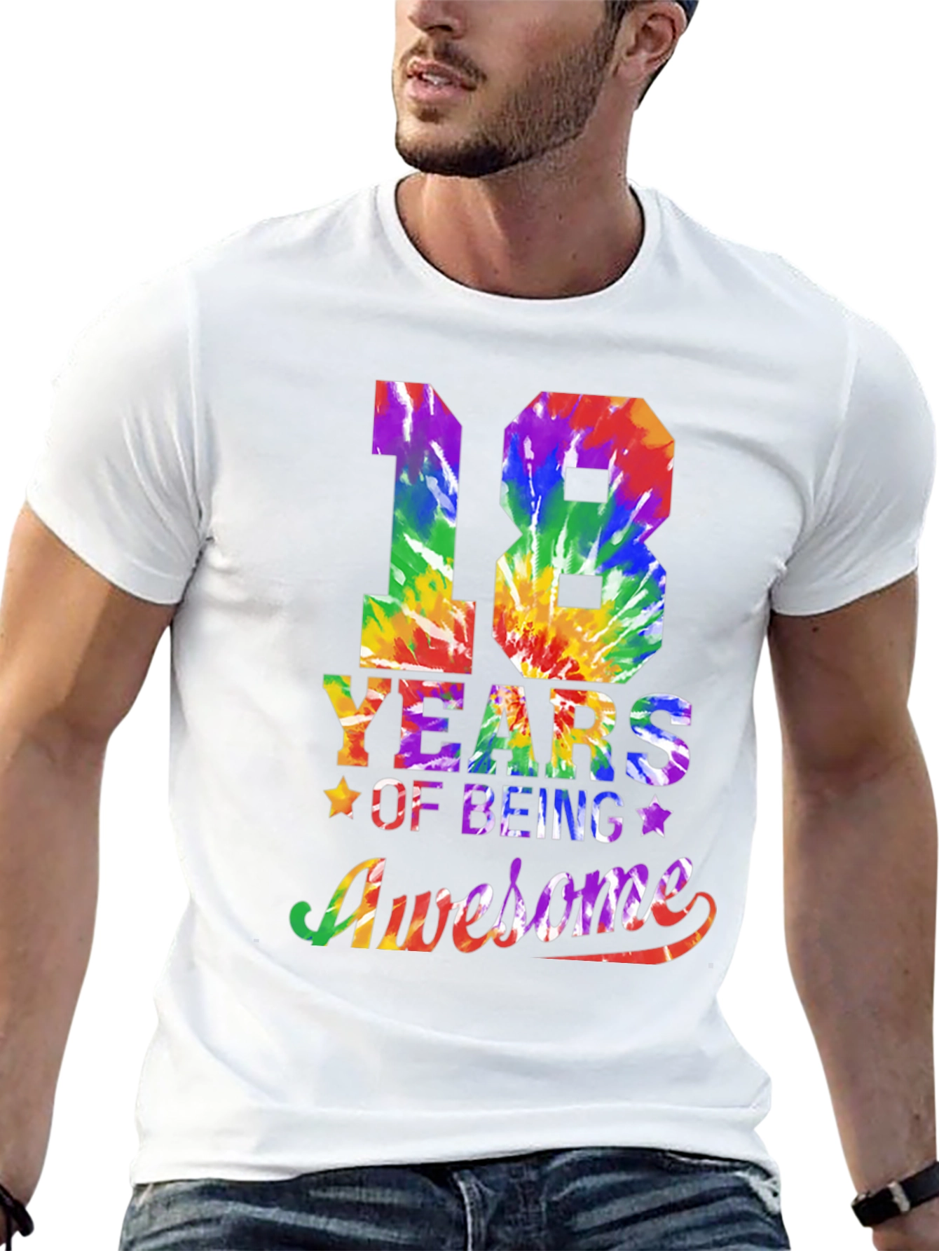 18 Years Awesome Tie Dye Graphic T-Shirt