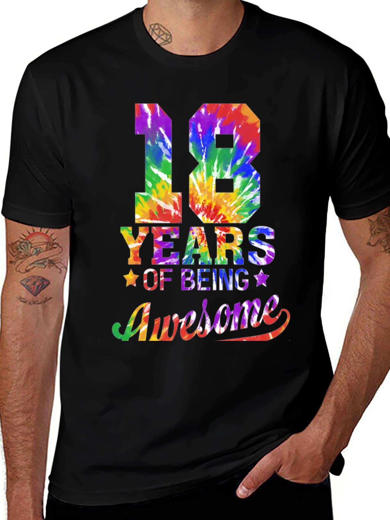 18 Years Awesome Tie Dye Graphic T-Shirt