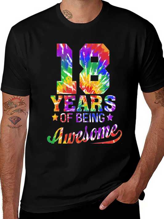 18 Years Awesome Tie Dye Graphic T-Shirt