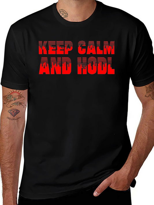 Keep Calm and HODL Black T-Shirt - Crypto Meme Tee