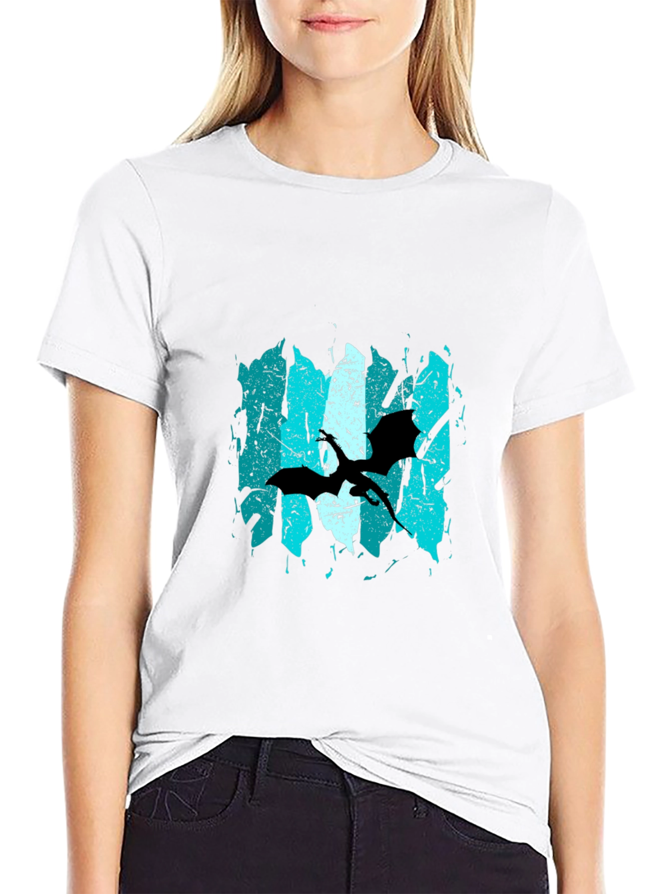Abstract Bat Graphic Print Black T-Shirt