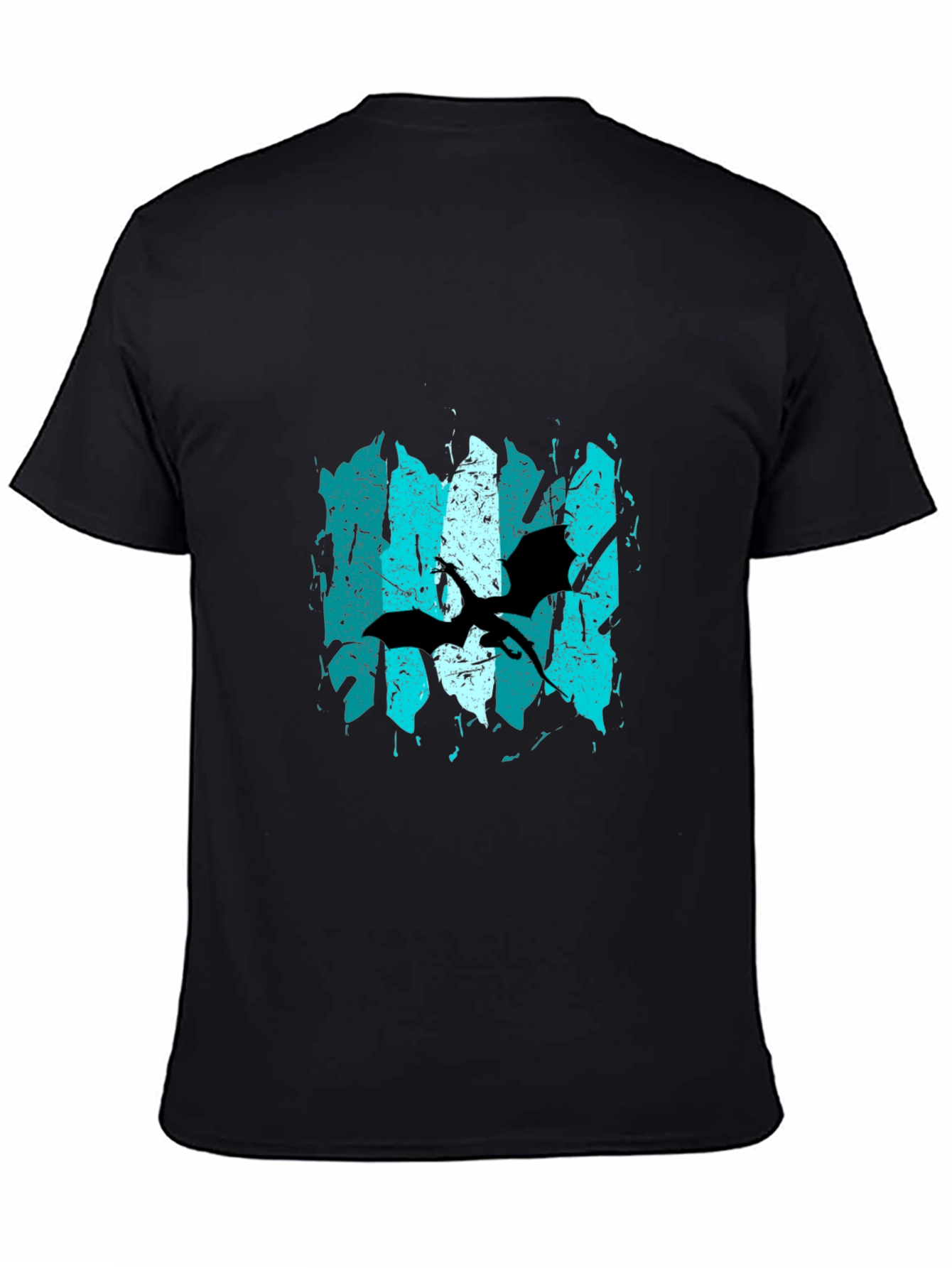Abstract Bat Graphic Print Black T-Shirt