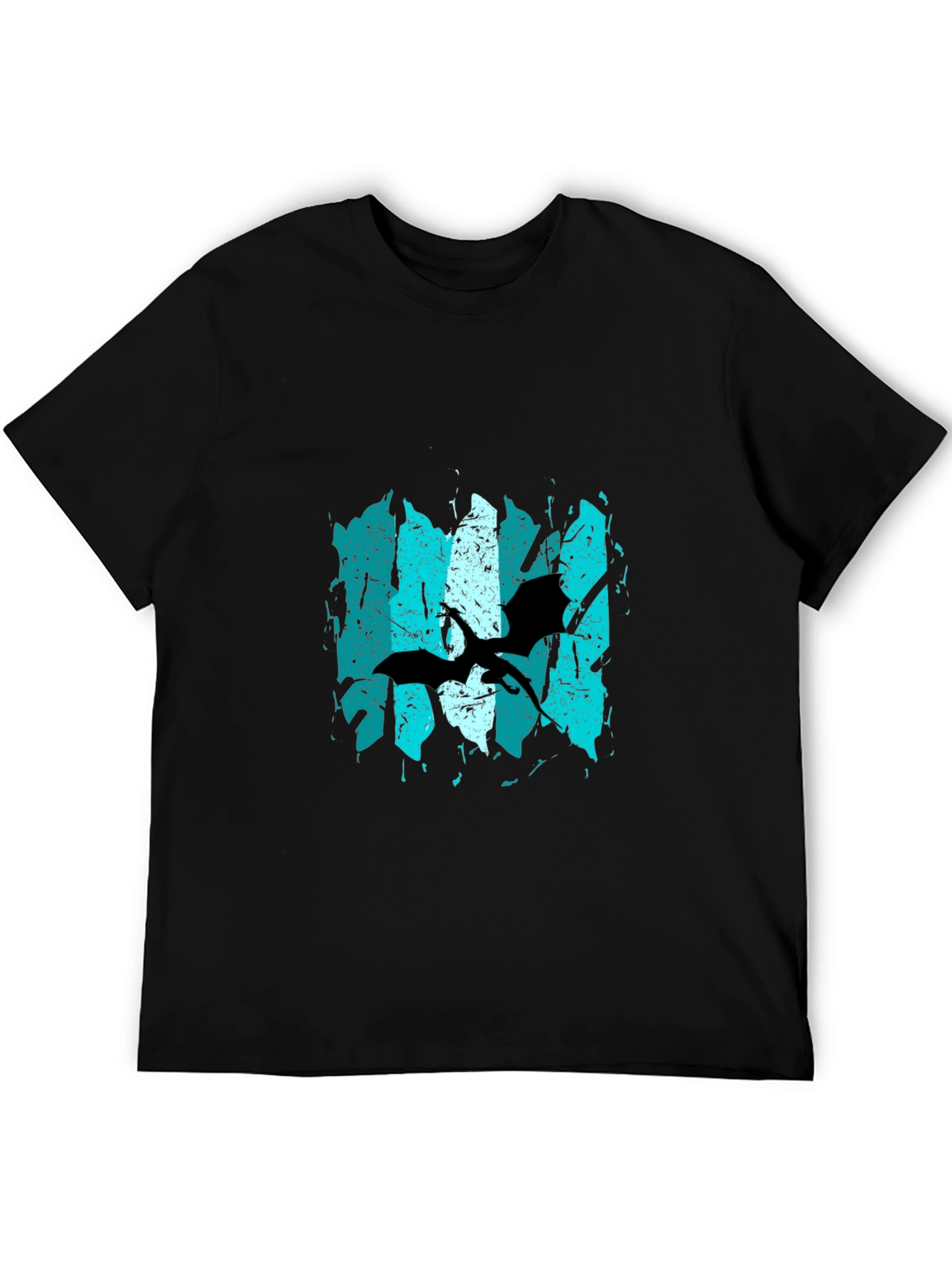 Abstract Bat Graphic Print Black T-Shirt