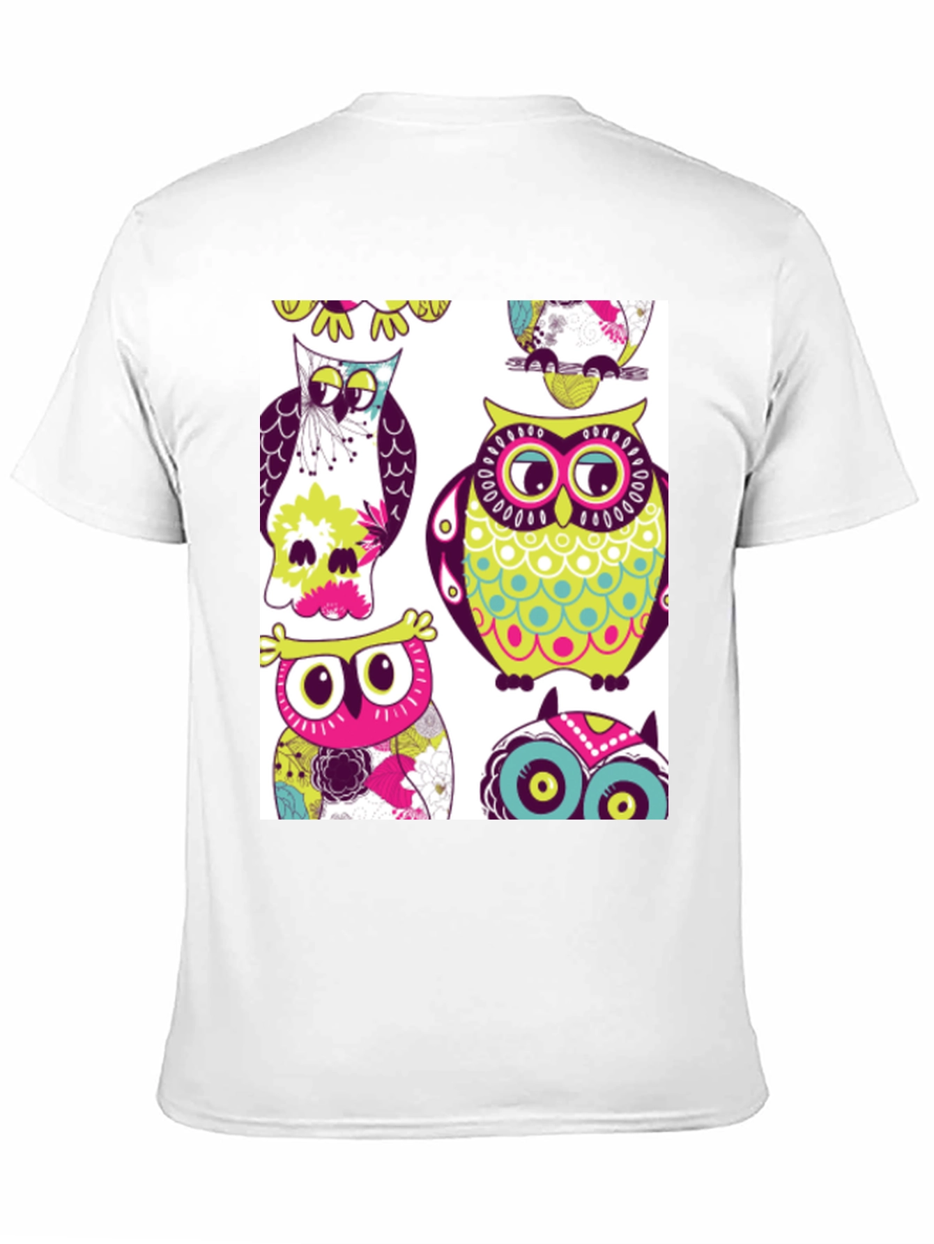 Owl Pattern Graphic Print Crew Neck Tee