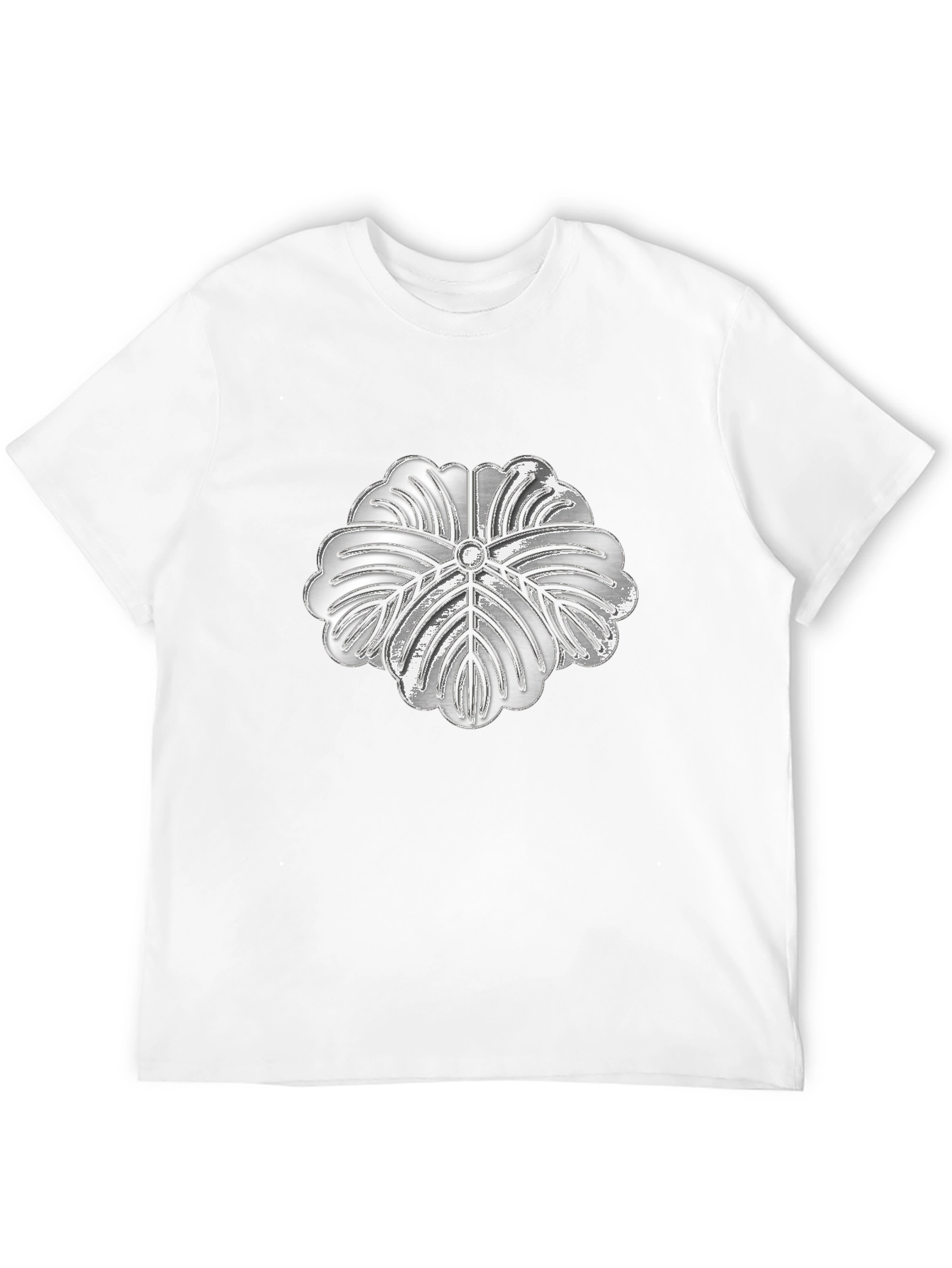Silver Floral Graphic Print Black T-Shirt