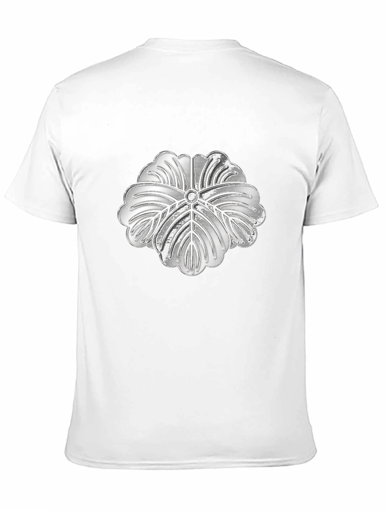 Silver Floral Graphic Print Black T-Shirt