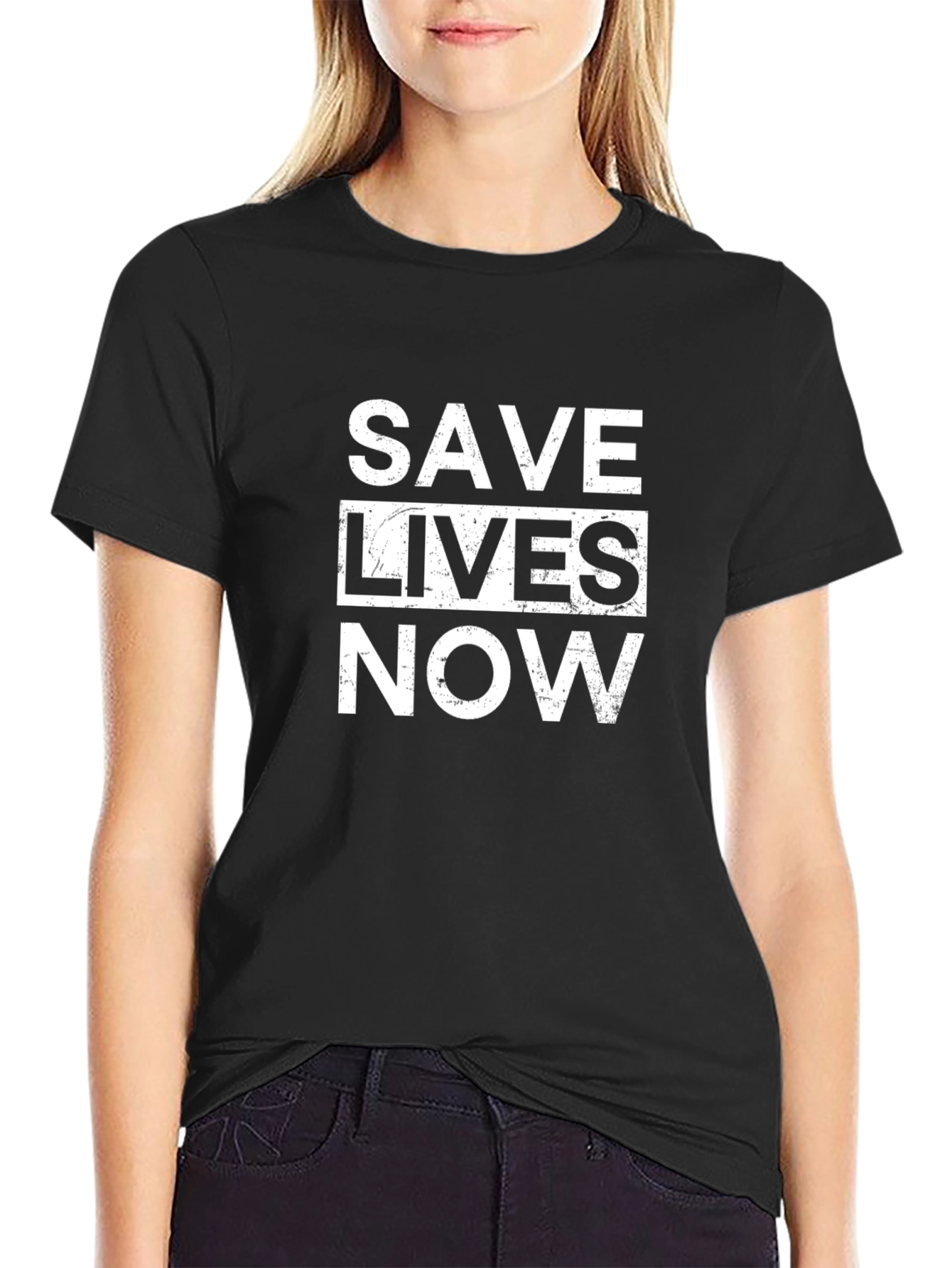 Save Lives Now Black Graphic T-Shirt