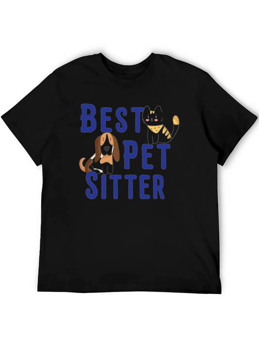 Best Pet Sitter T-Shirt with Cute Cat and Dog Design
