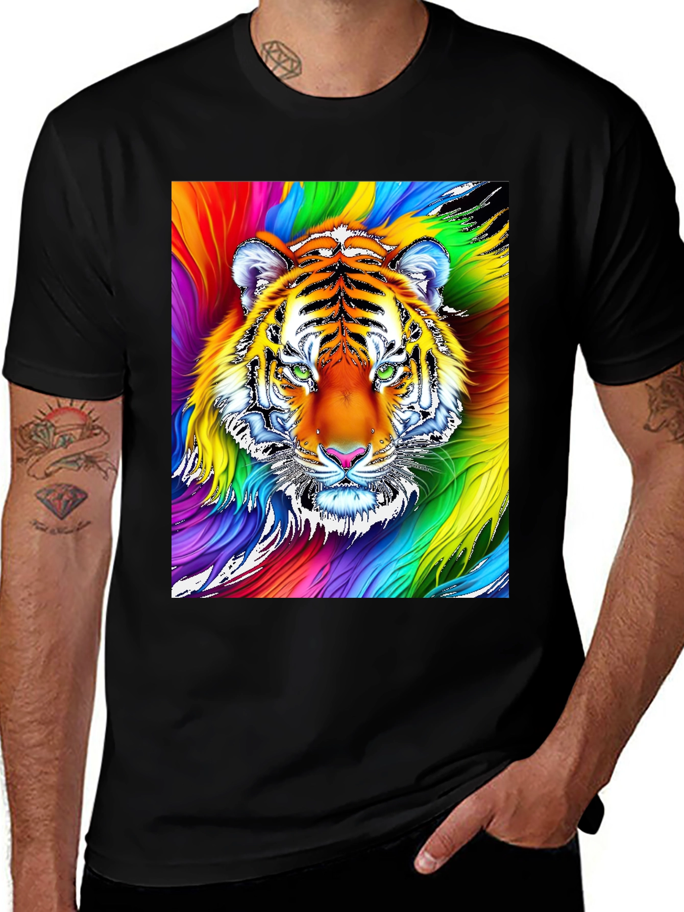 Rainbow Tiger Graphic Tee - Bold Statement