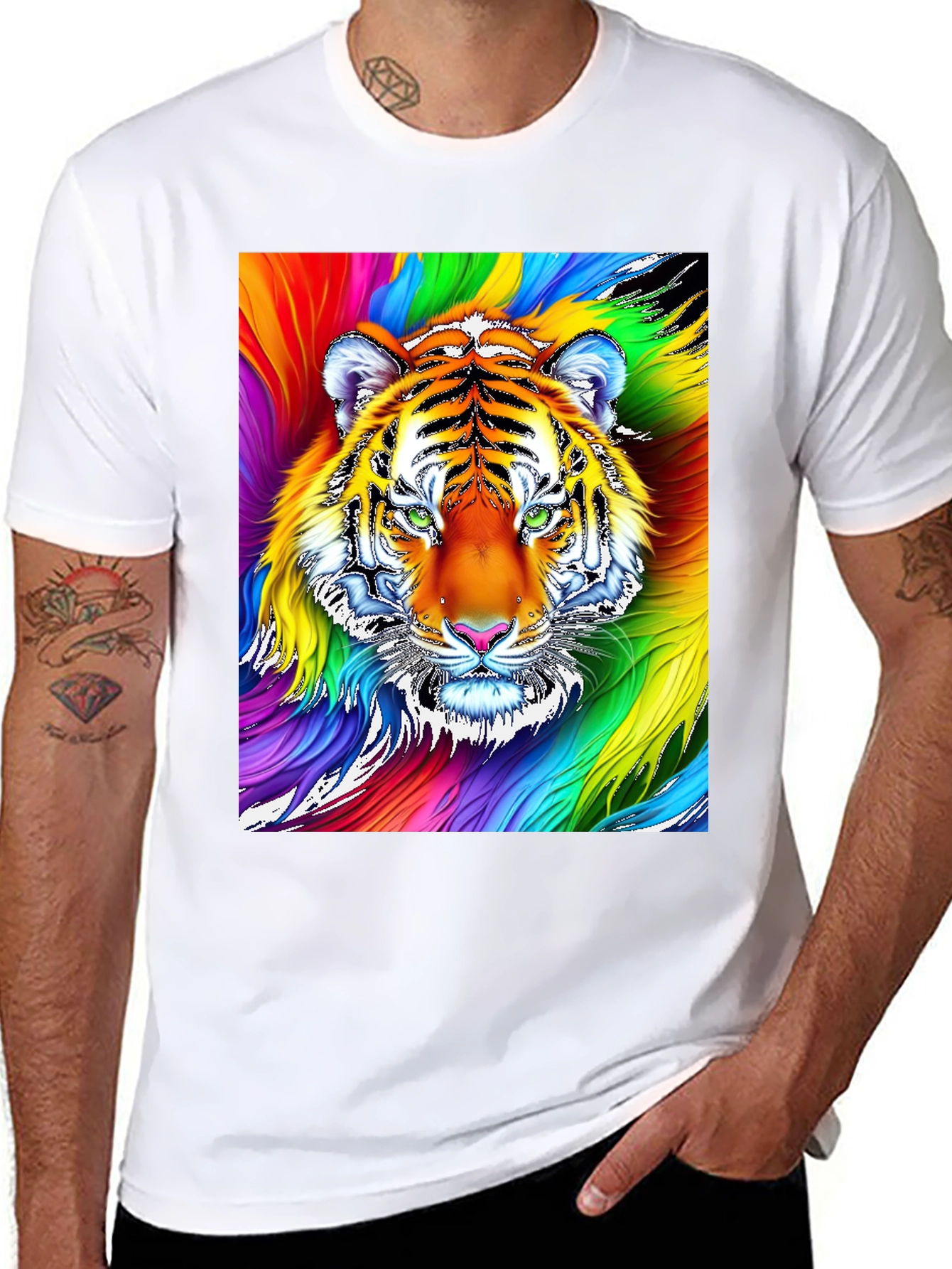 Rainbow Tiger Graphic Tee - Bold Statement