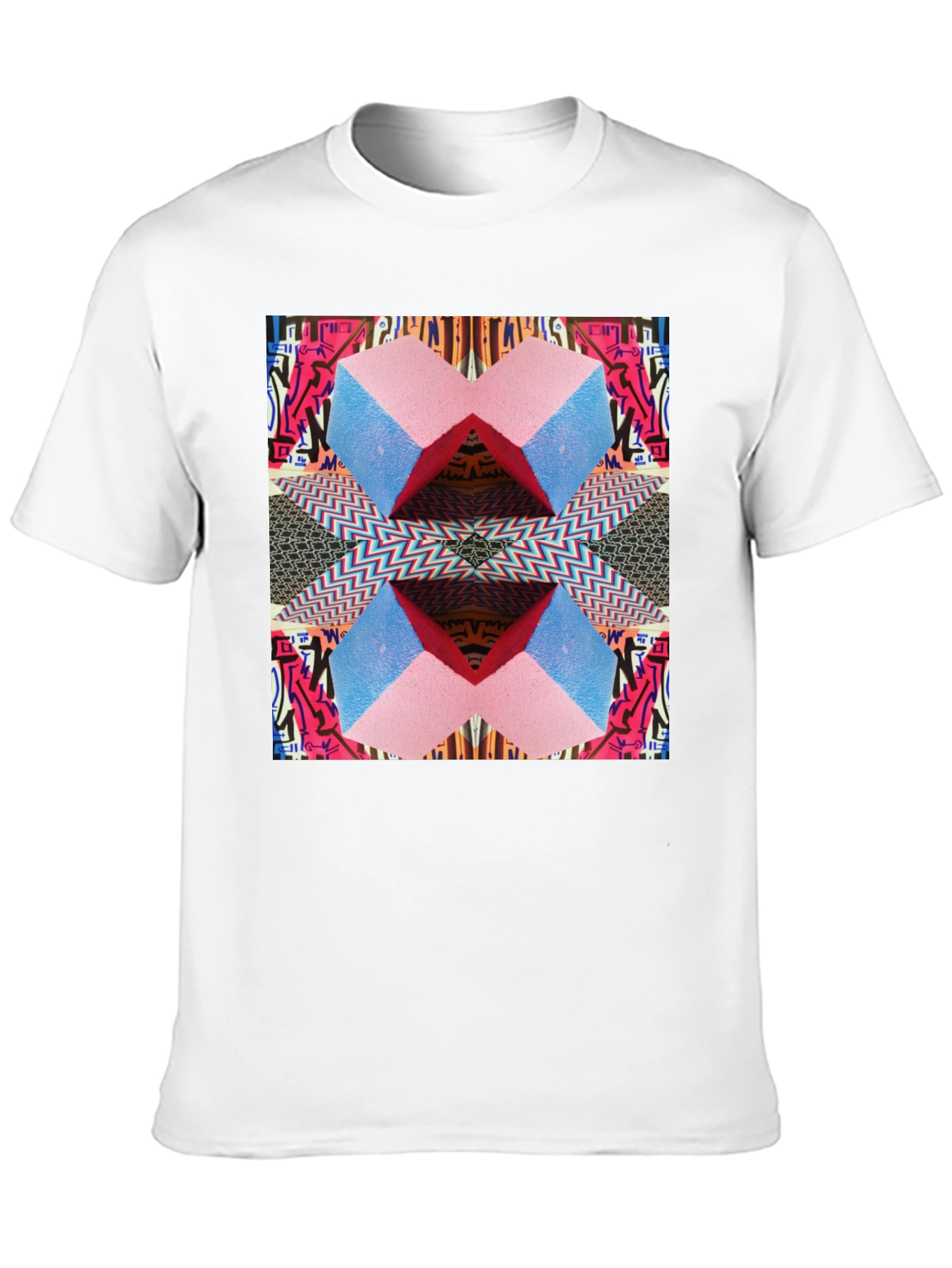 Geometric Patterned Black Graphic Tee