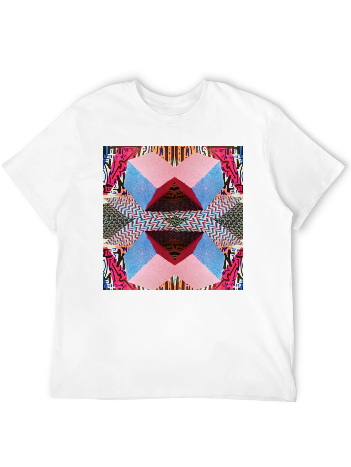 Geometric Patterned Black Graphic Tee