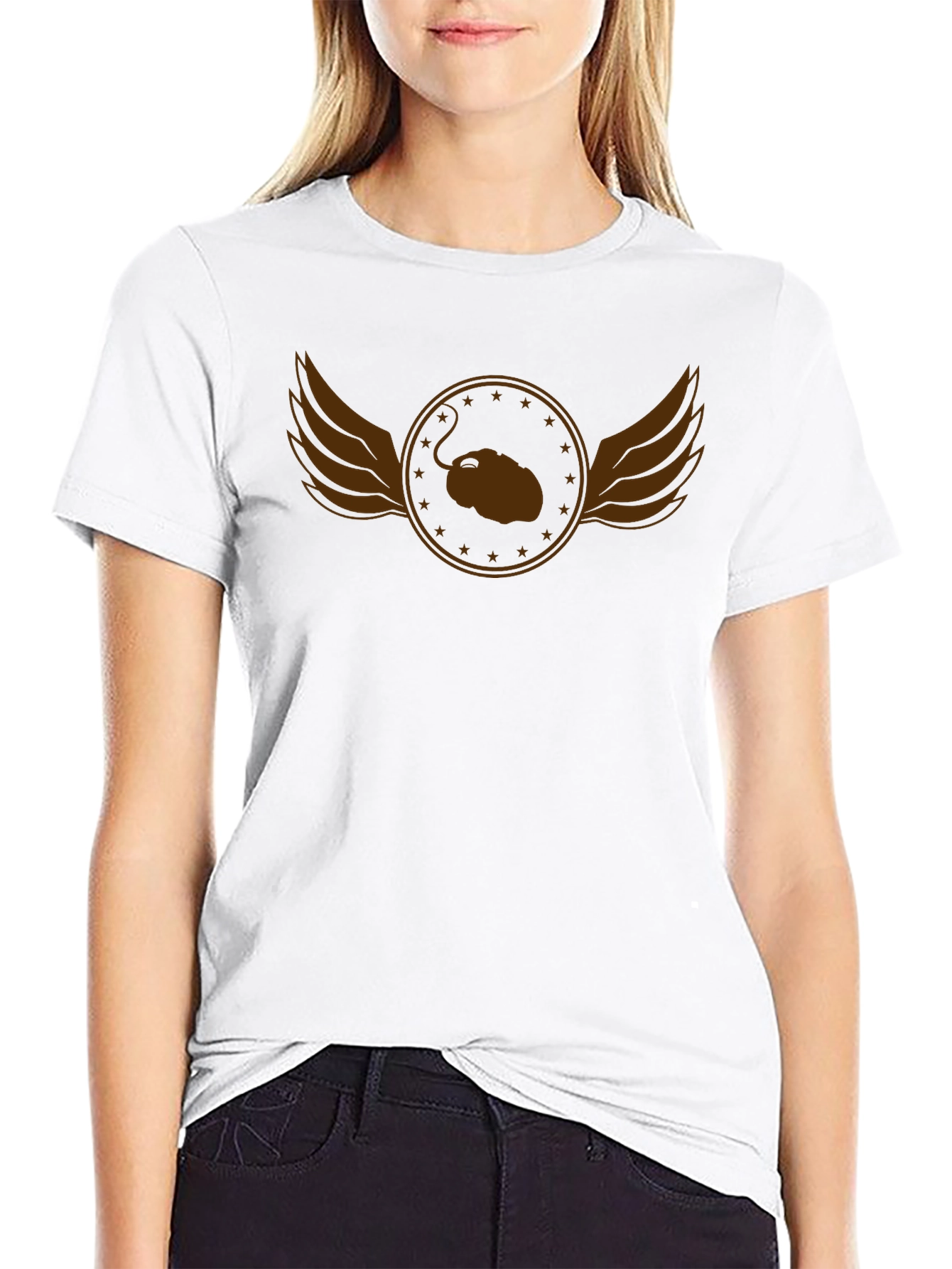 Winged Mouse Graphic Tee - Black Casual Shirt