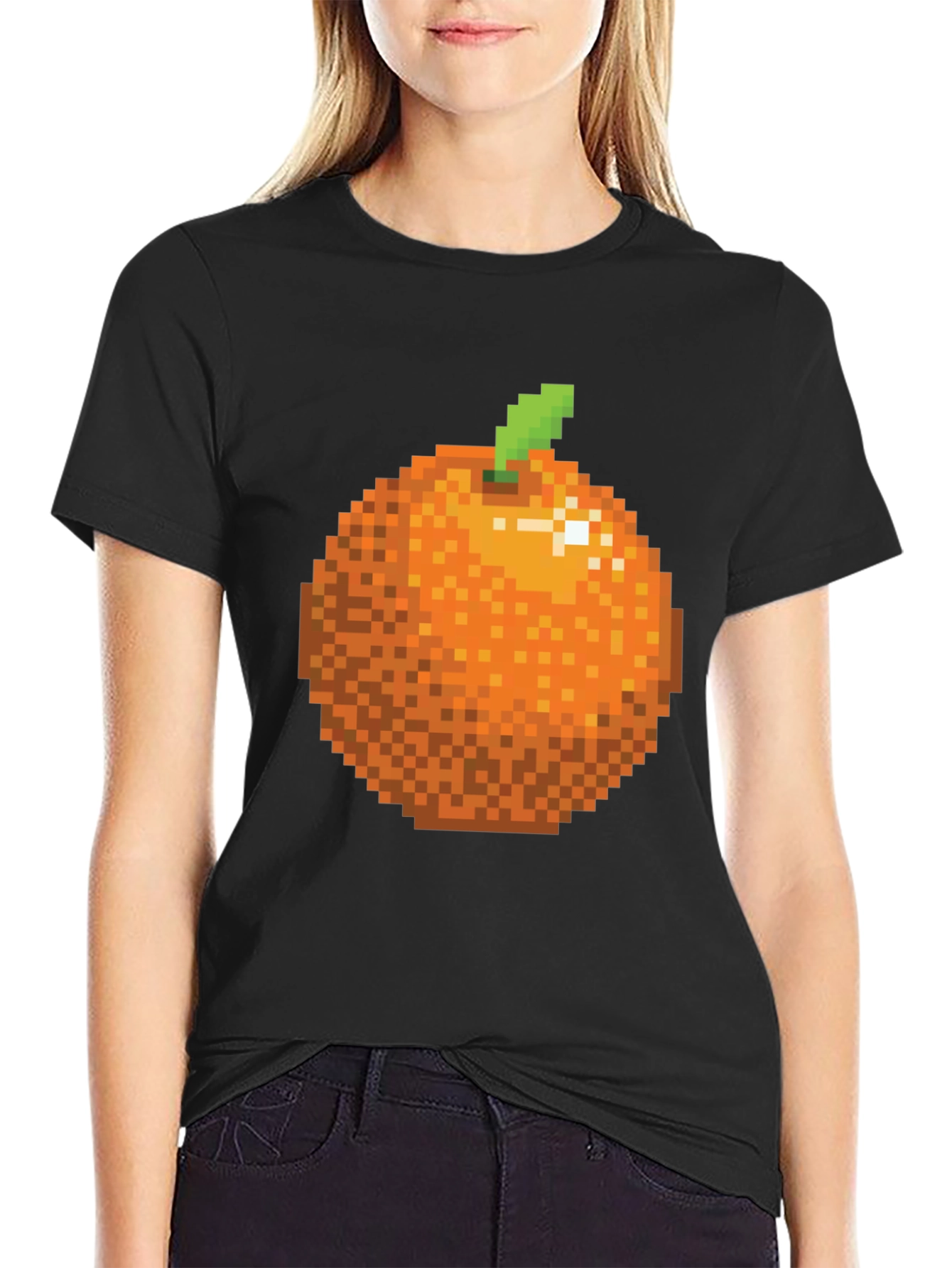 Pixel Orange Graphic Tee - Retro Gaming Style