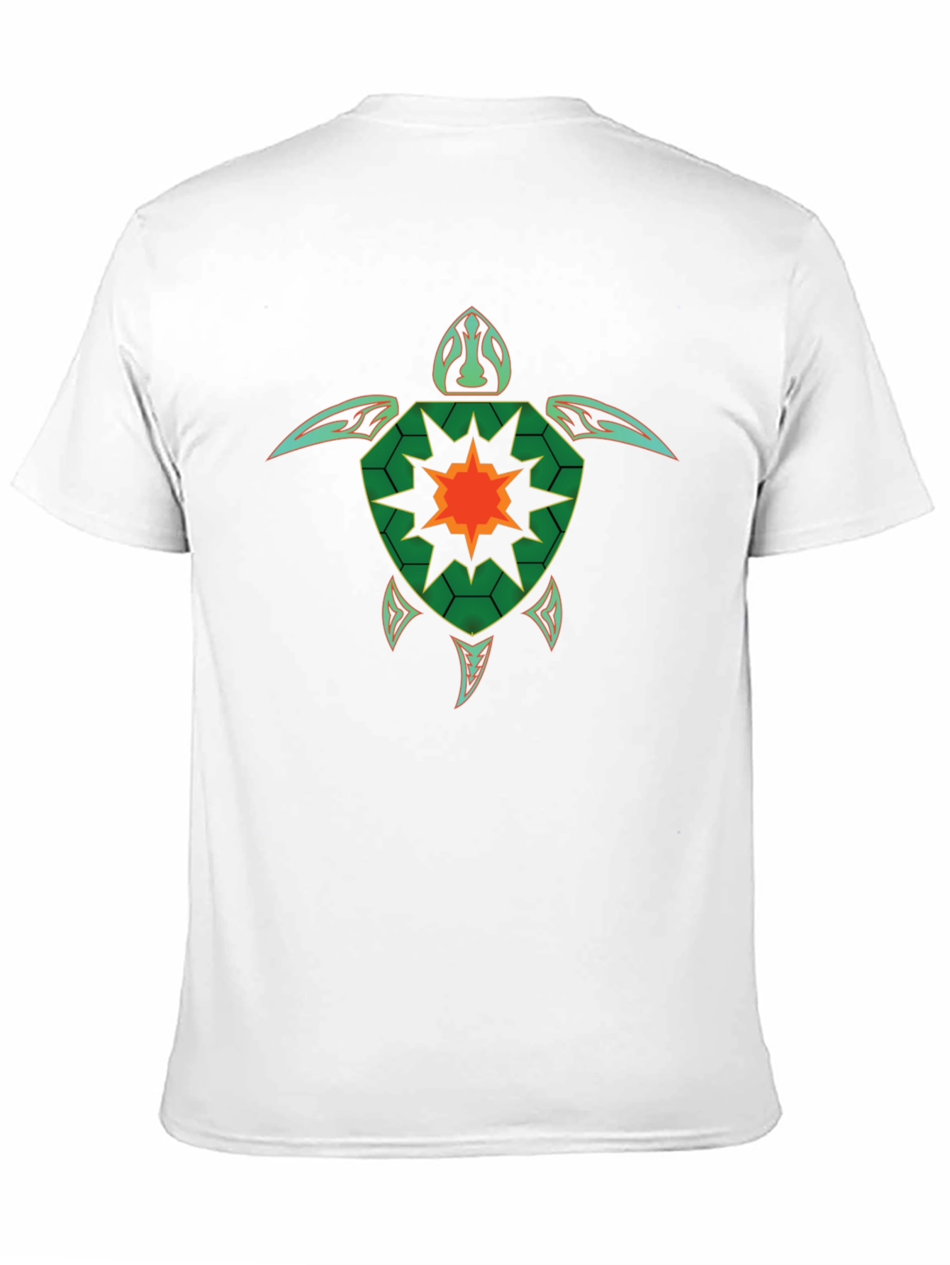 Geometric Turtle Graphic Tee - Black Cotton Casual T-Shirt