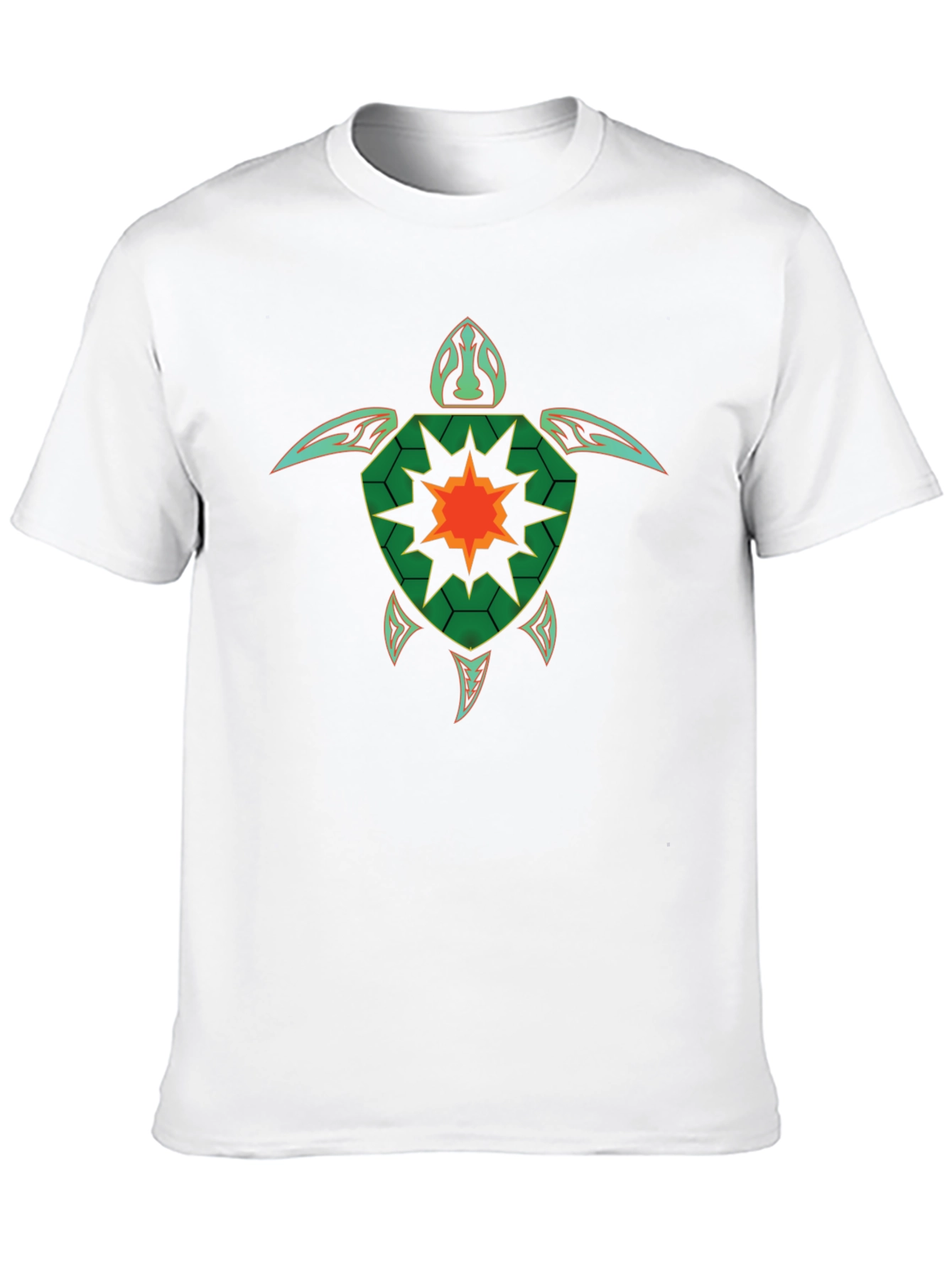 Geometric Turtle Graphic Tee - Black Cotton Casual T-Shirt