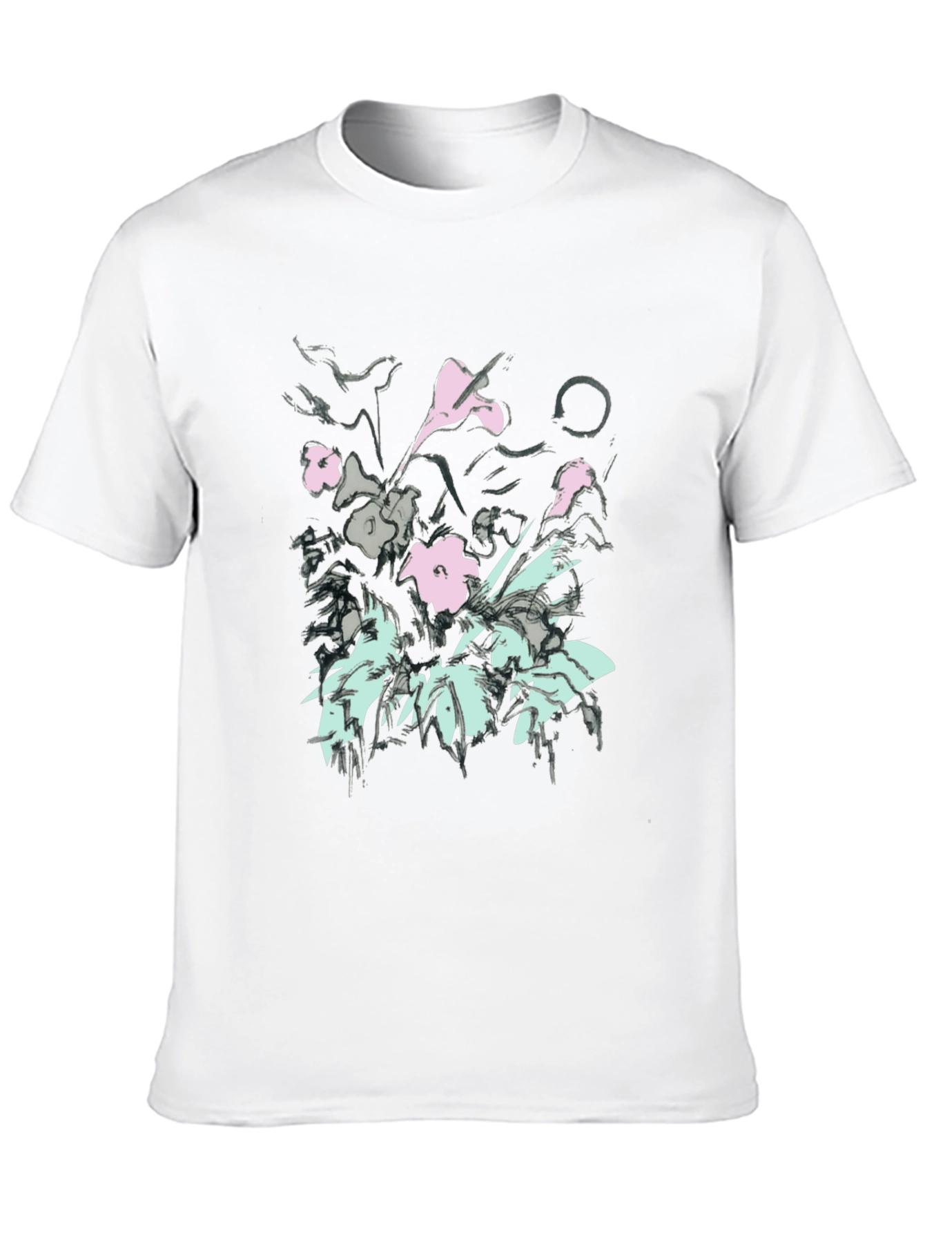 Floral Graphic Print Black T-Shirt