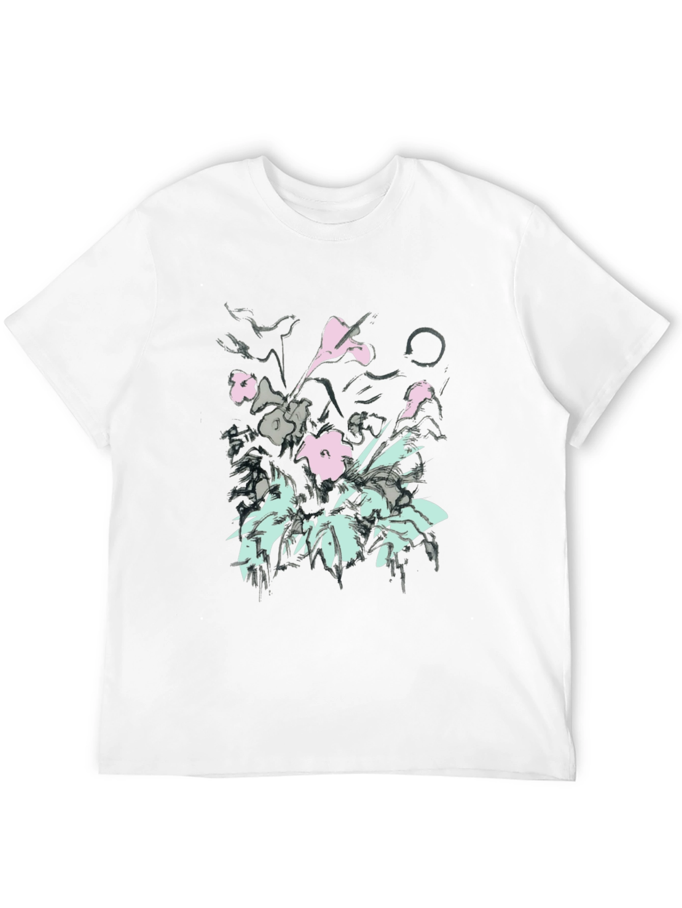 Floral Graphic Print Black T-Shirt