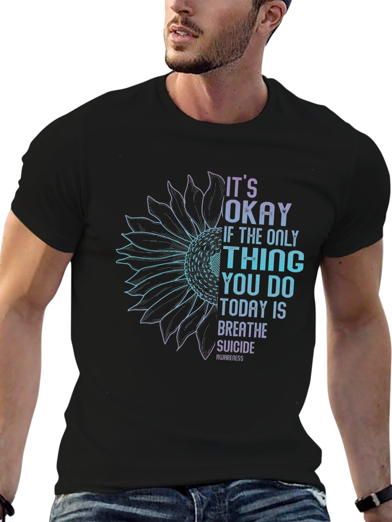 Suicide Awareness Sunflower Graphic T-Shirt