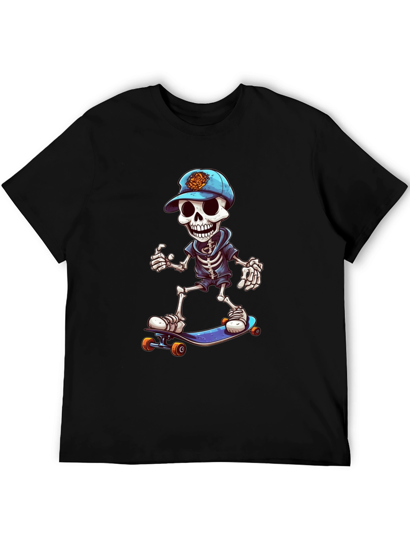 Cool Skeleton Skateboarder Graphic Tee