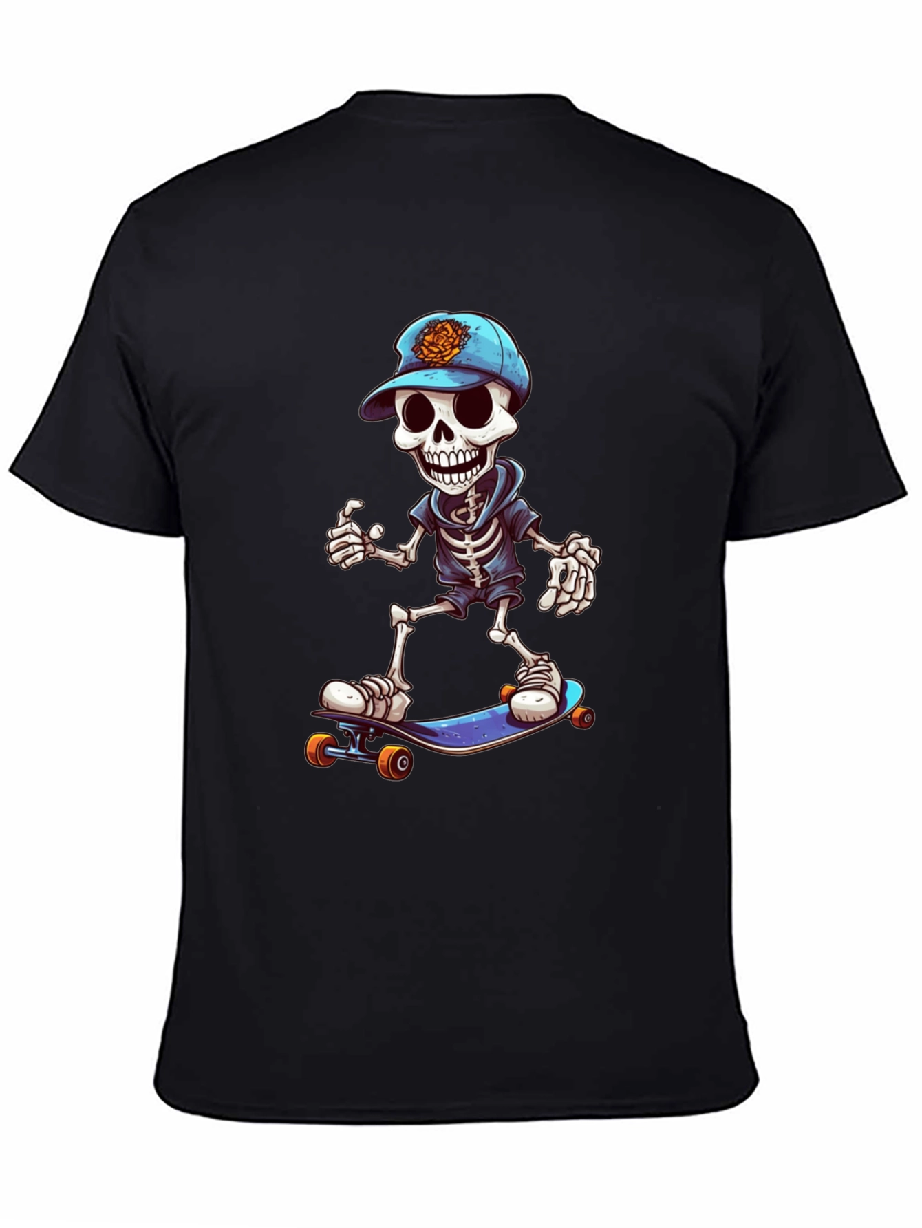 Cool Skeleton Skateboarder Graphic Tee