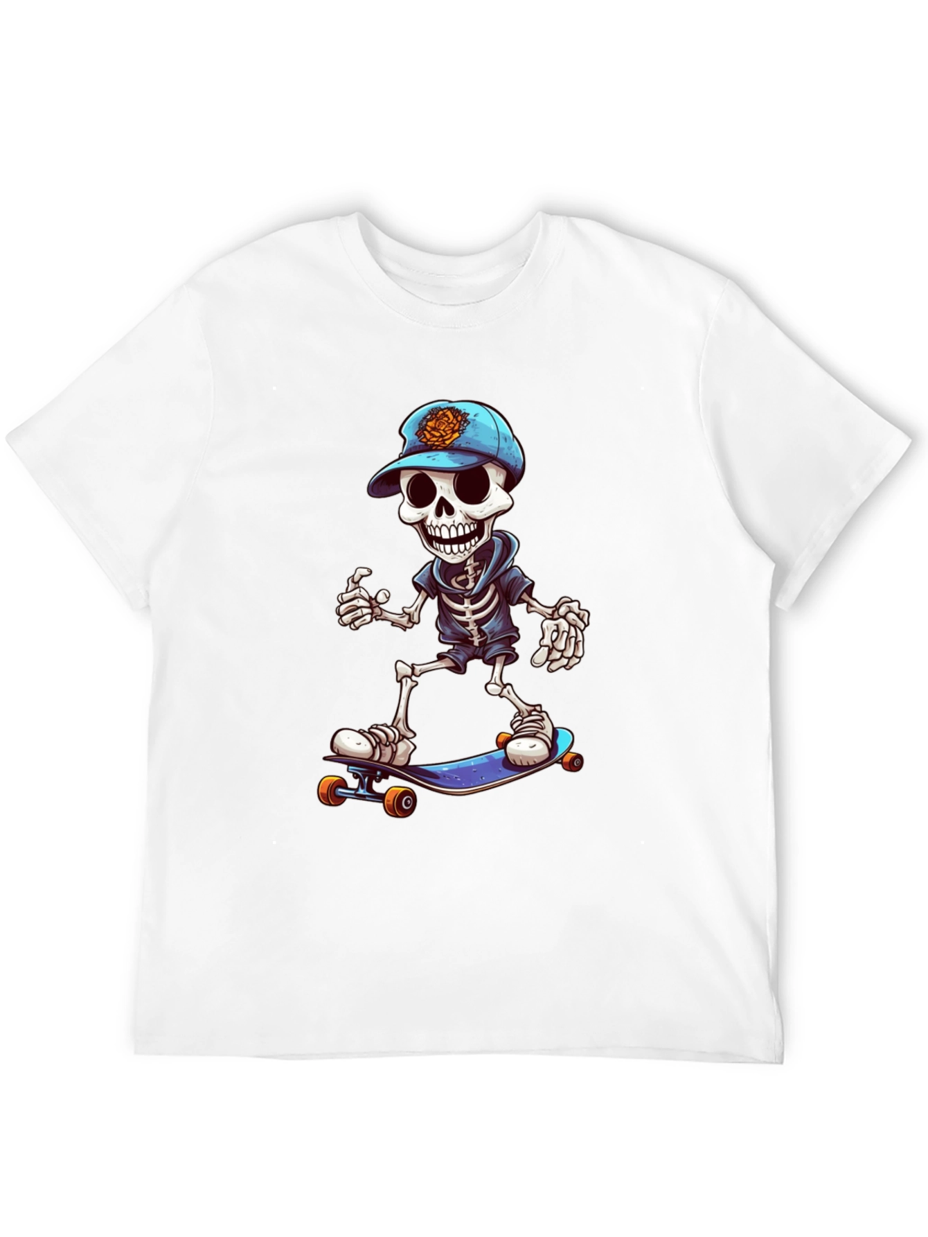 Cool Skeleton Skateboarder Graphic Tee