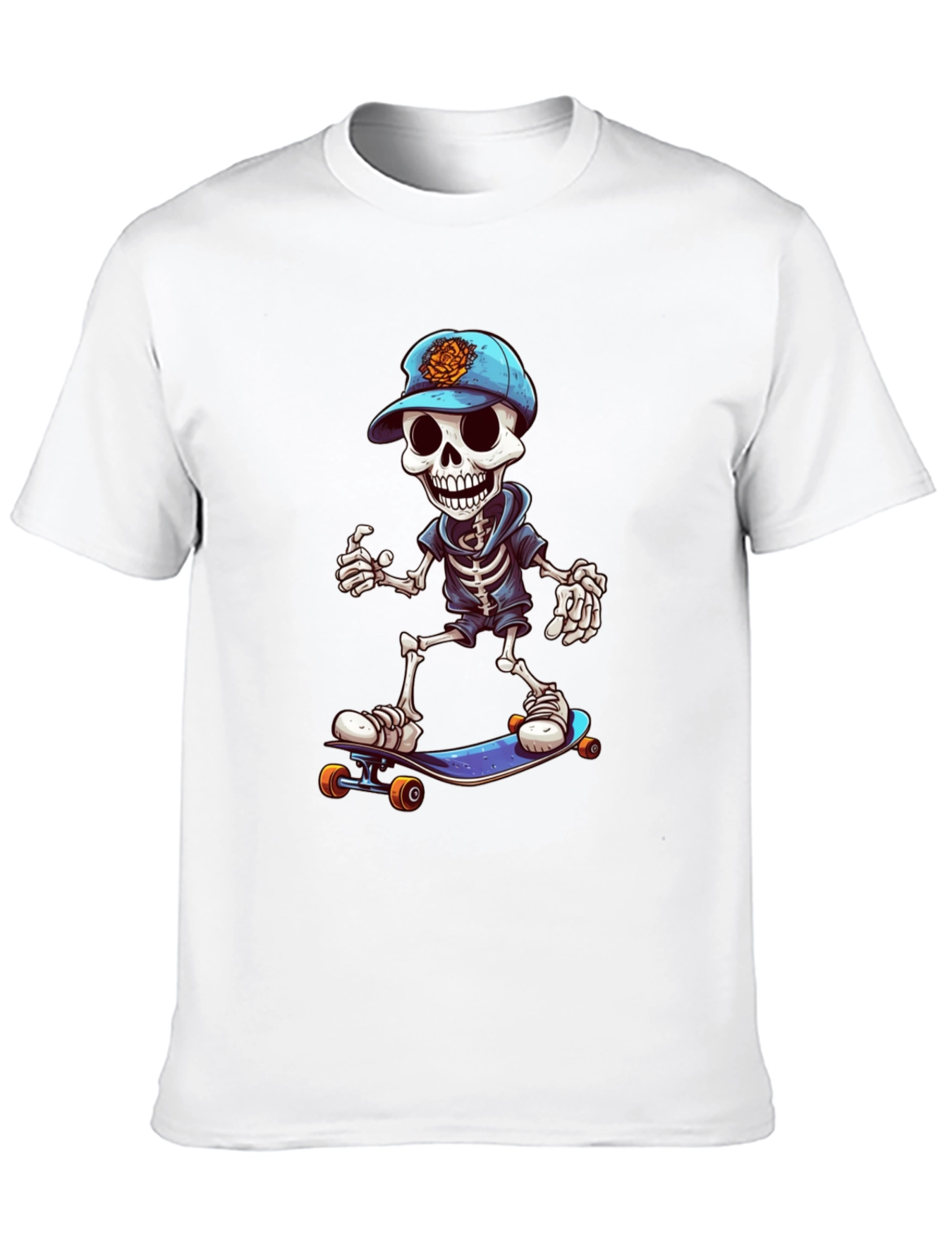 Cool Skeleton Skateboarder Graphic Tee