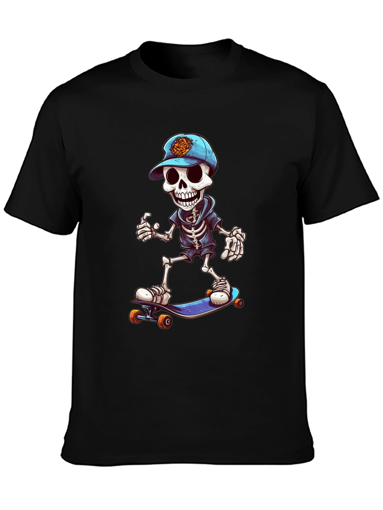 Cool Skeleton Skateboarder Graphic Tee