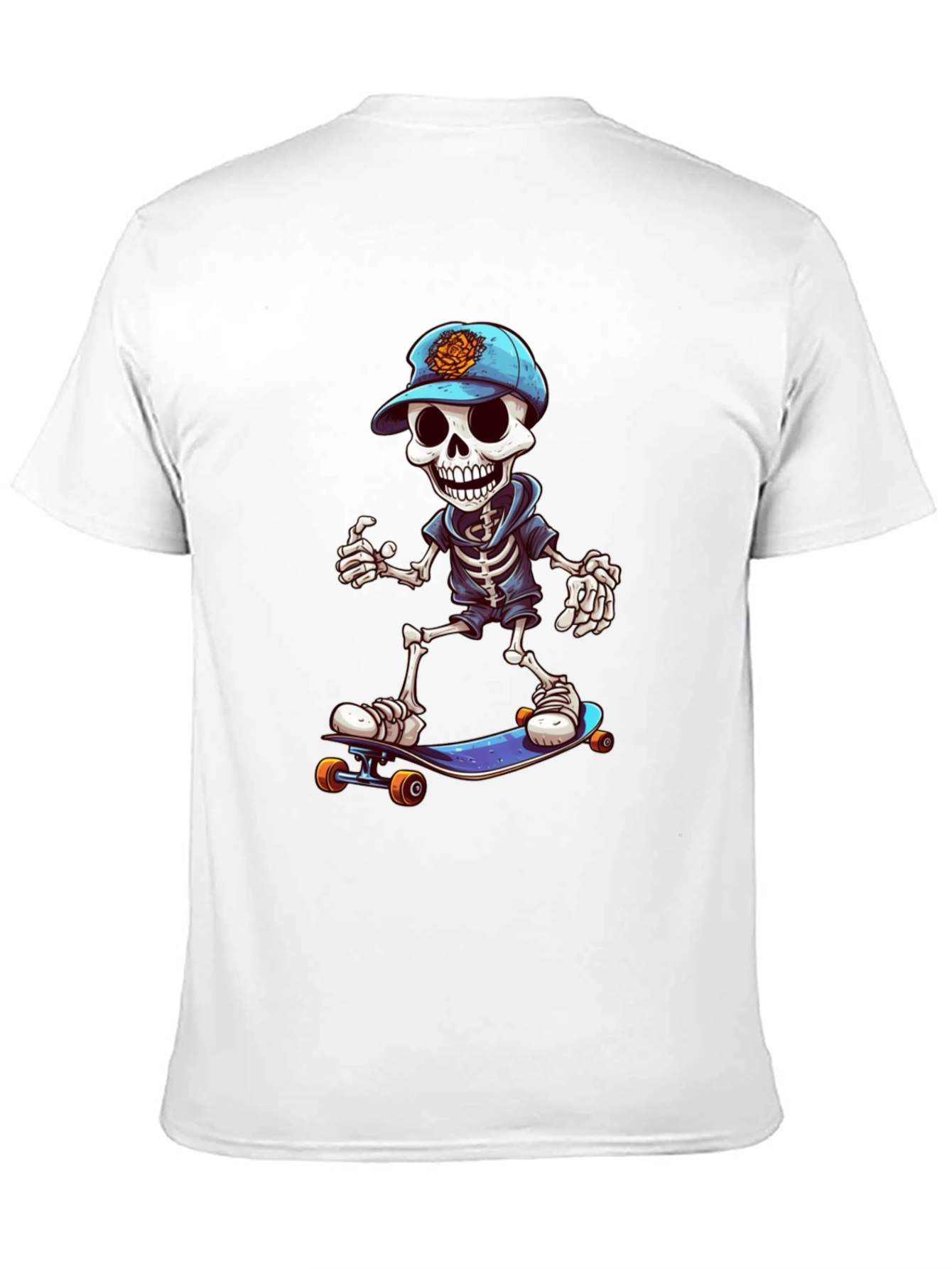 Cool Skeleton Skateboarder Graphic Tee