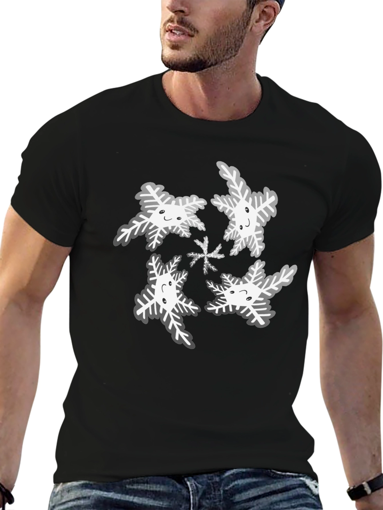Snowflake Graphic Tee - Black Cotton Blend