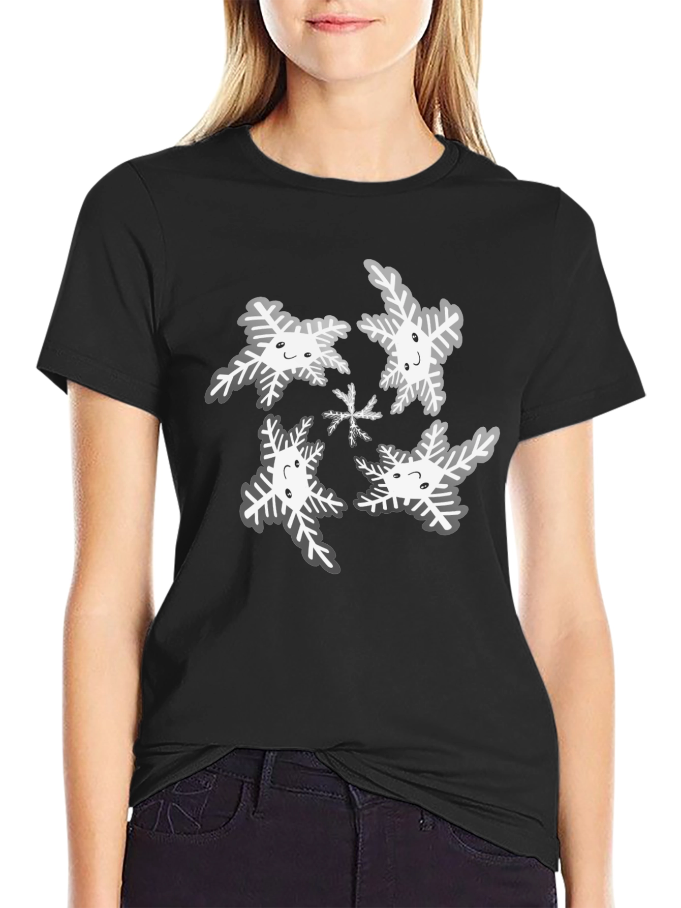 Snowflake Graphic Tee - Black Cotton Blend