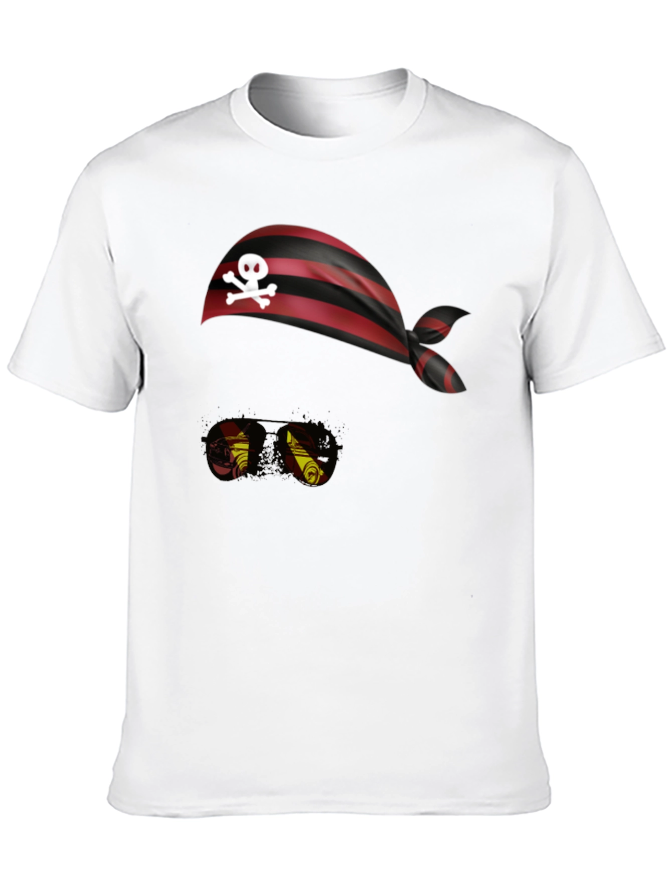 Pirate Skull Bandana & Glasses Black T-Shirt