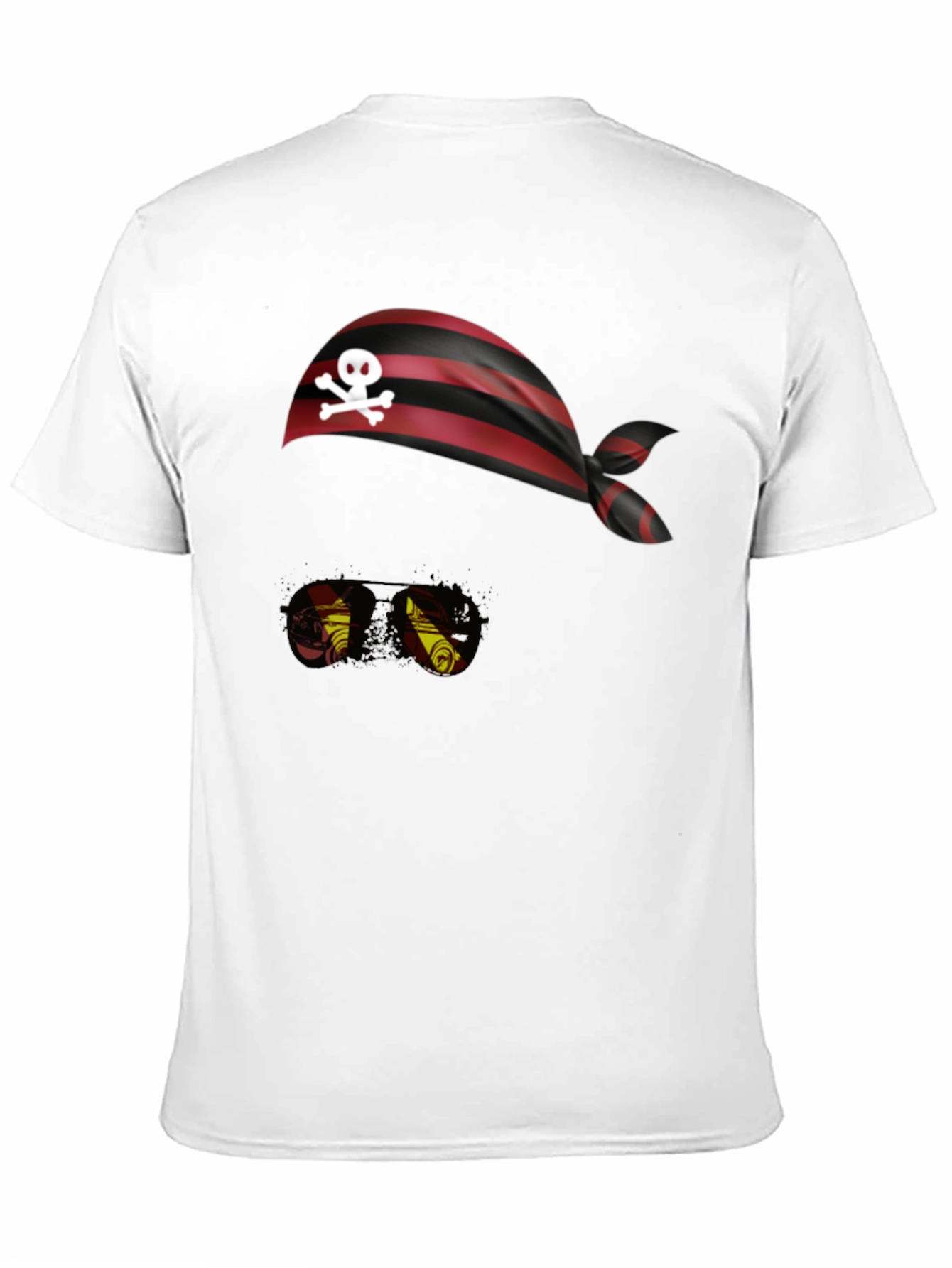 Pirate Skull Bandana & Glasses Black T-Shirt